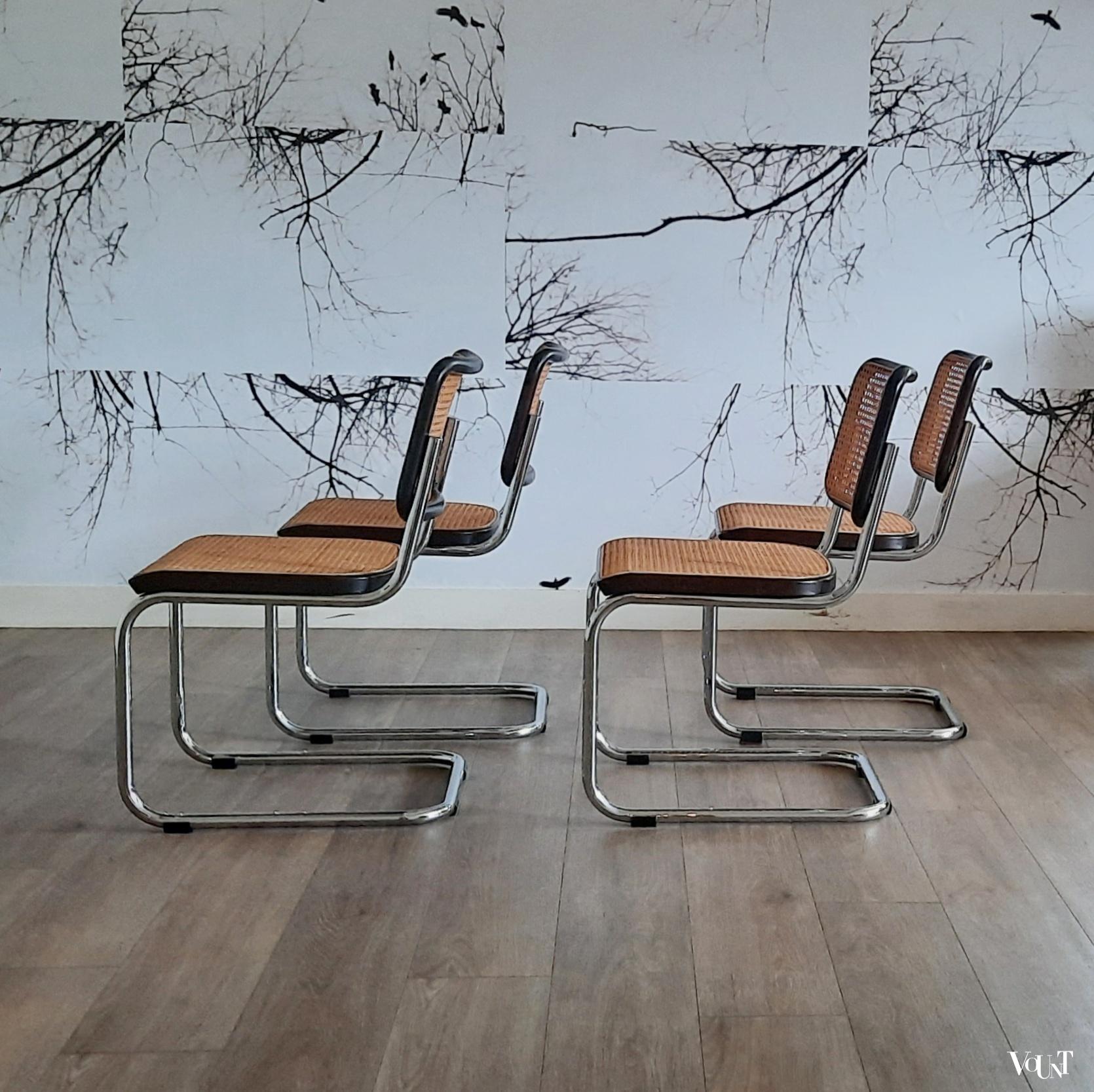 Set van 4 bruine S32 stoelen, Marcel Breuer voor Thonet, jaren '70