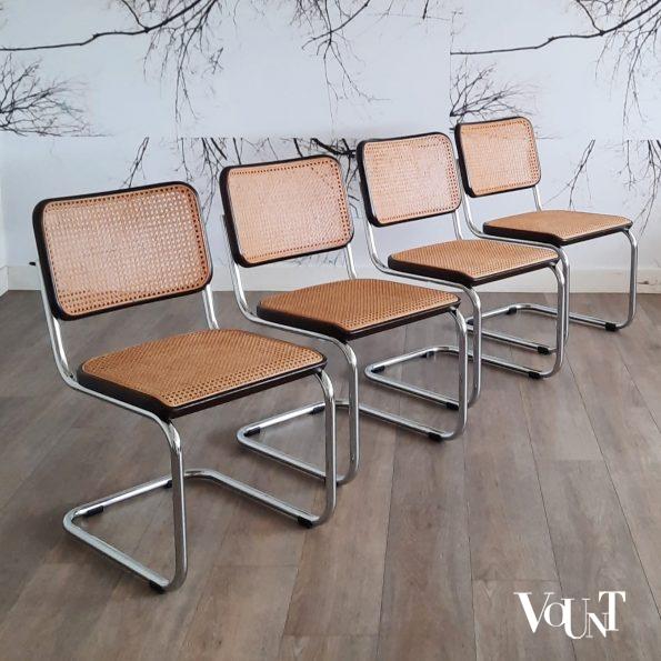 Set van 4 bruine S32 stoelen, Marcel Breuer voor Thonet, jaren '70