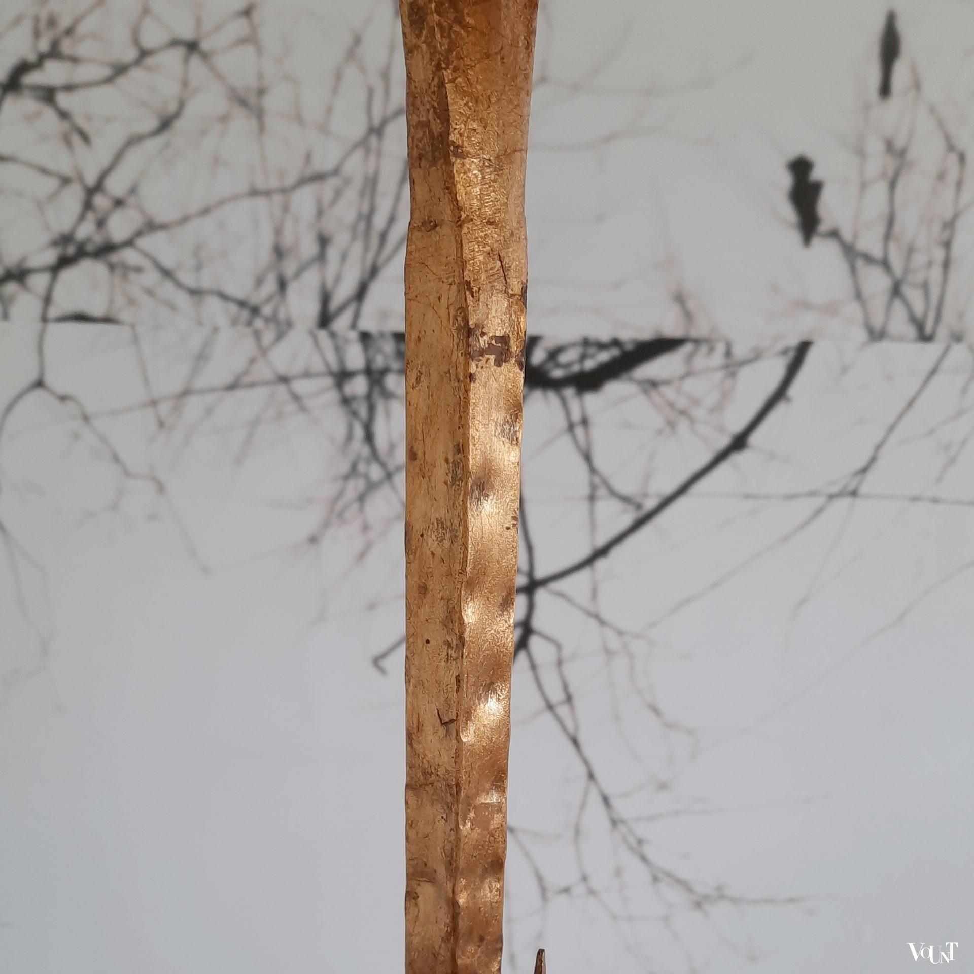 Vergulde smeedijzeren vloerlamp met zwenkarm, jaren ‘50/’60