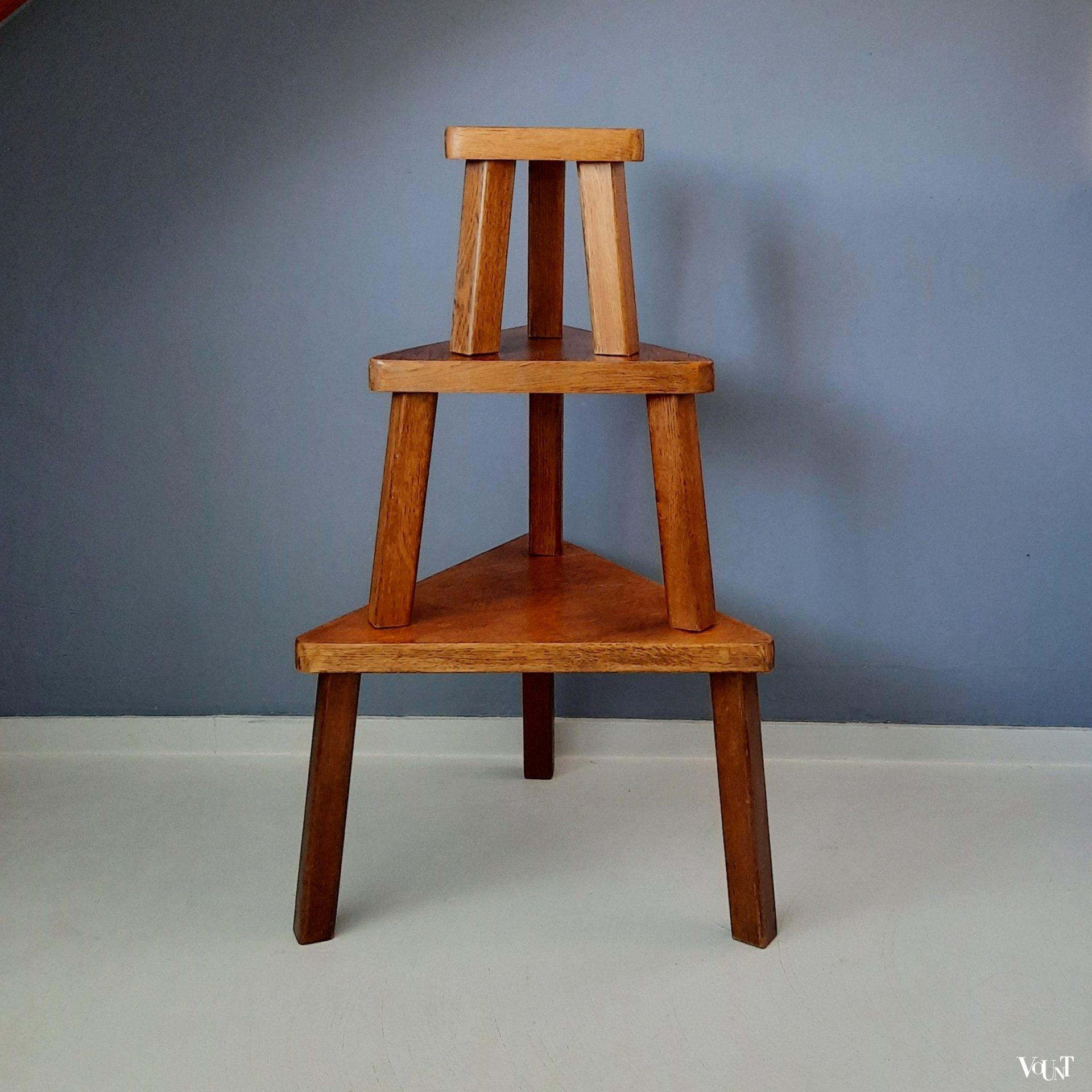 Set van 3 brutalist bijzettafels, jaren '70