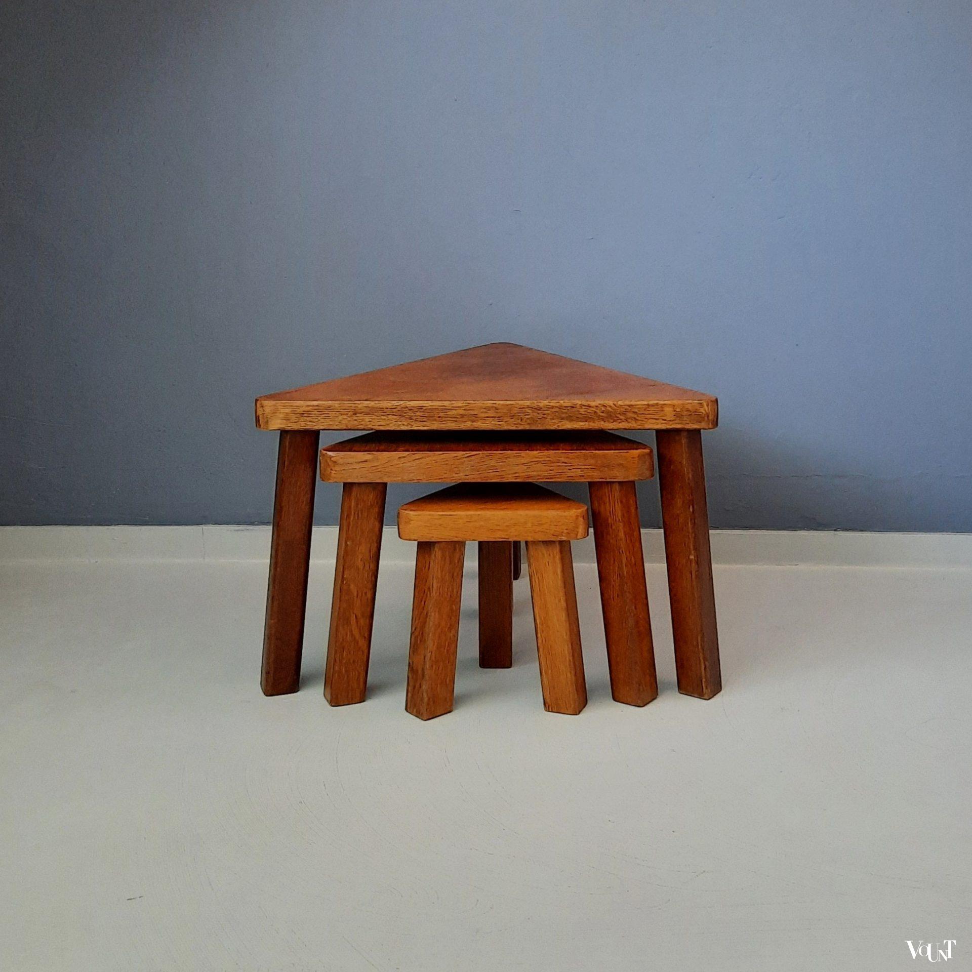 Set van 3 brutalist bijzettafels, jaren '70