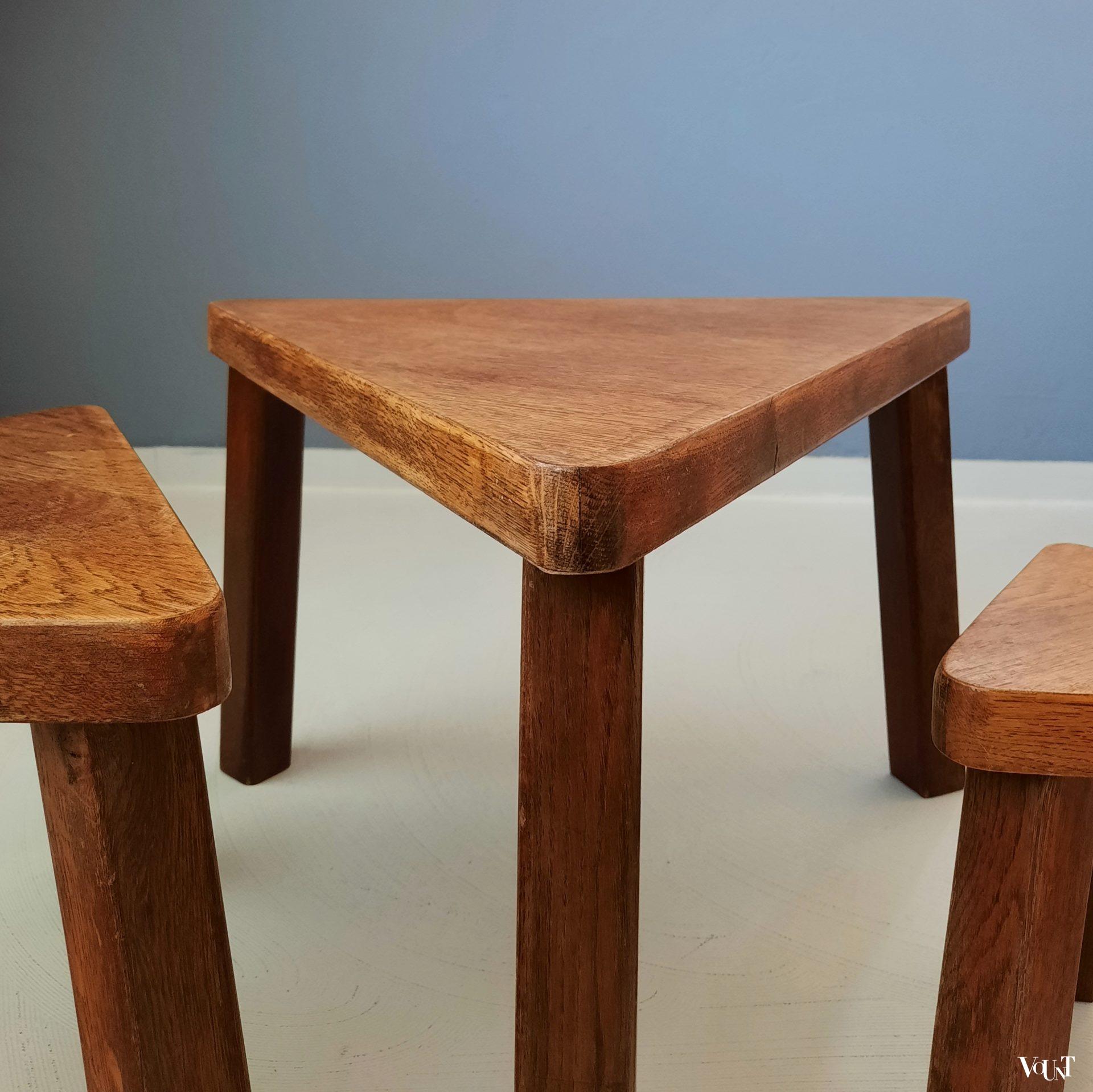 Set van 3 brutalist bijzettafels, jaren '70