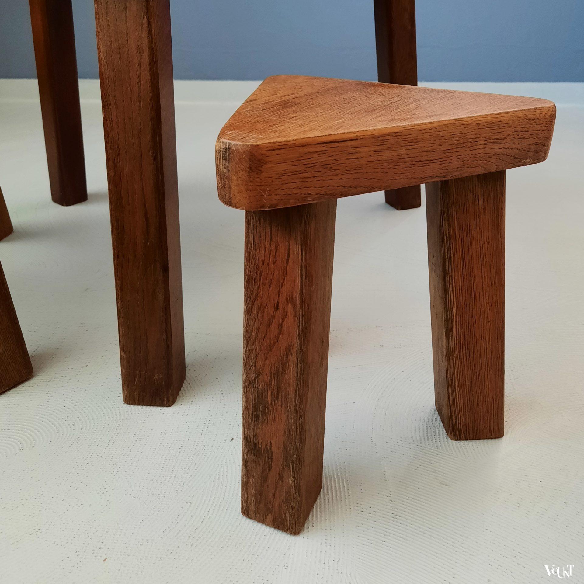 Set van 3 brutalist bijzettafels, jaren '70