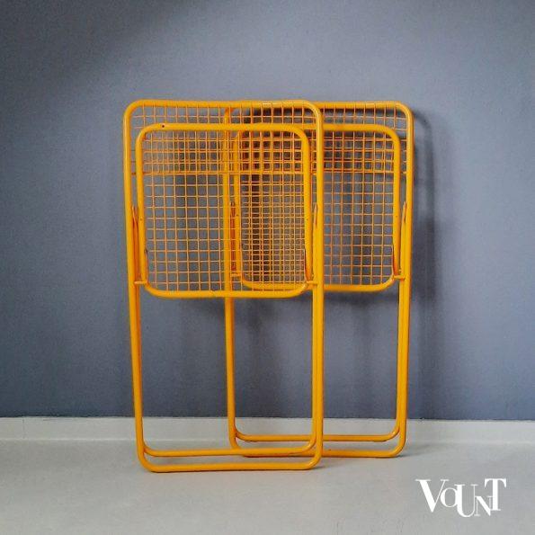 Set van 2 gele metalen Rappen (Ted Net) klapstoelen, Niels Gammelgaard voor Ikea, jaren '80