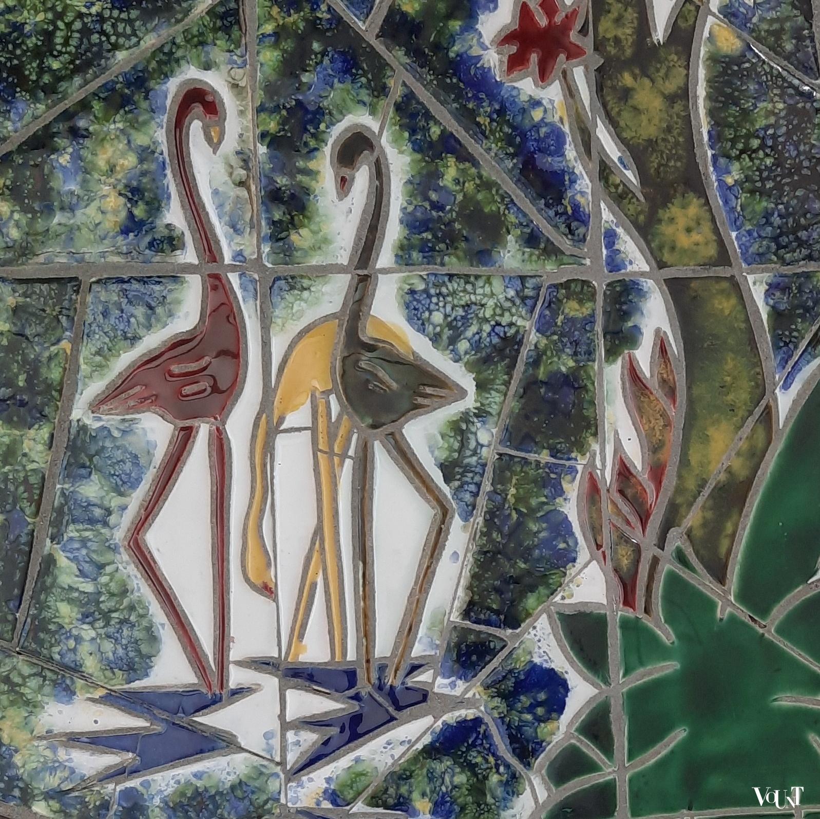 Asymmetrische mozaïek wanddecoratie, K.F. van der Wilk, jaren '70