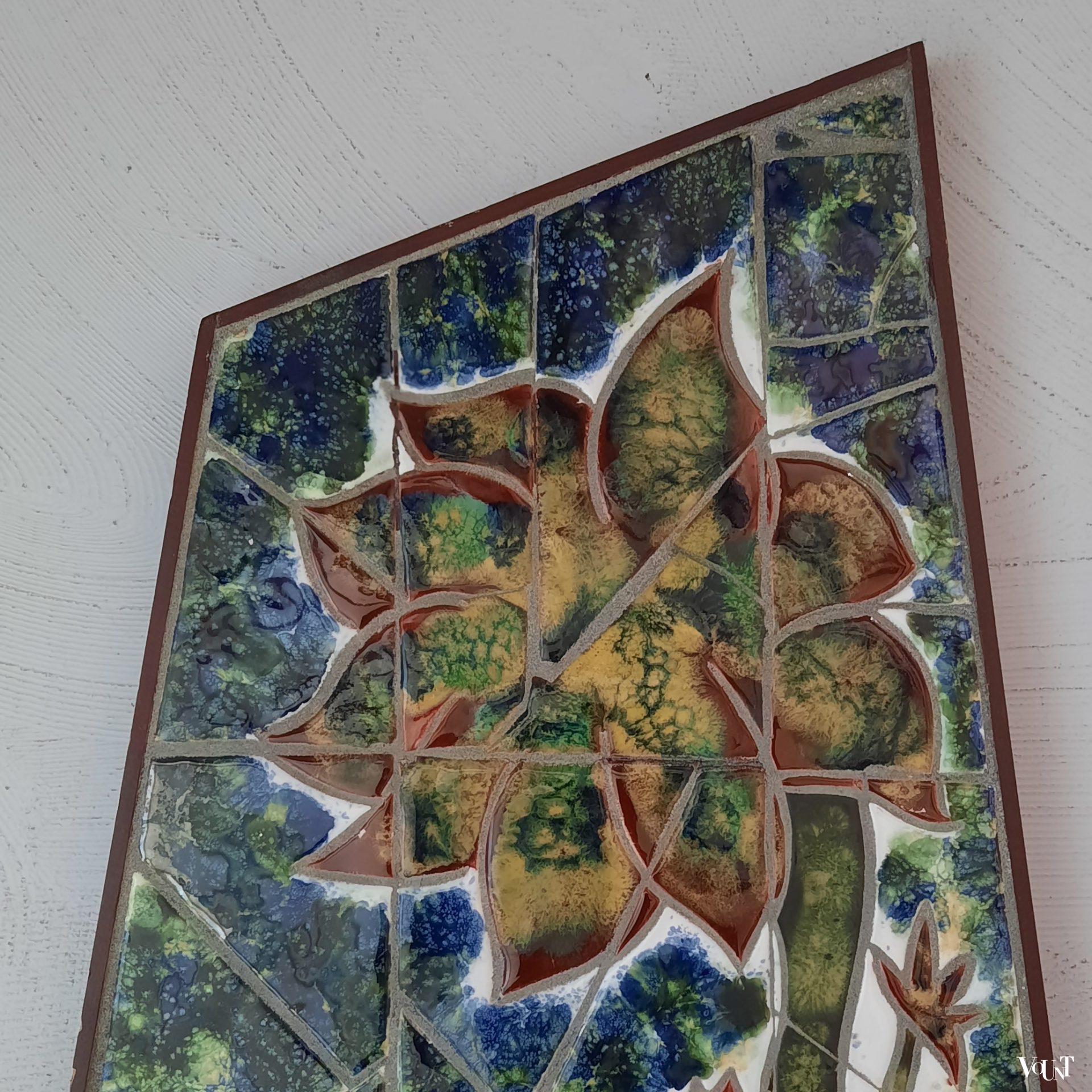 Asymmetrische mozaïek wanddecoratie, K.F. van der Wilk, jaren '70