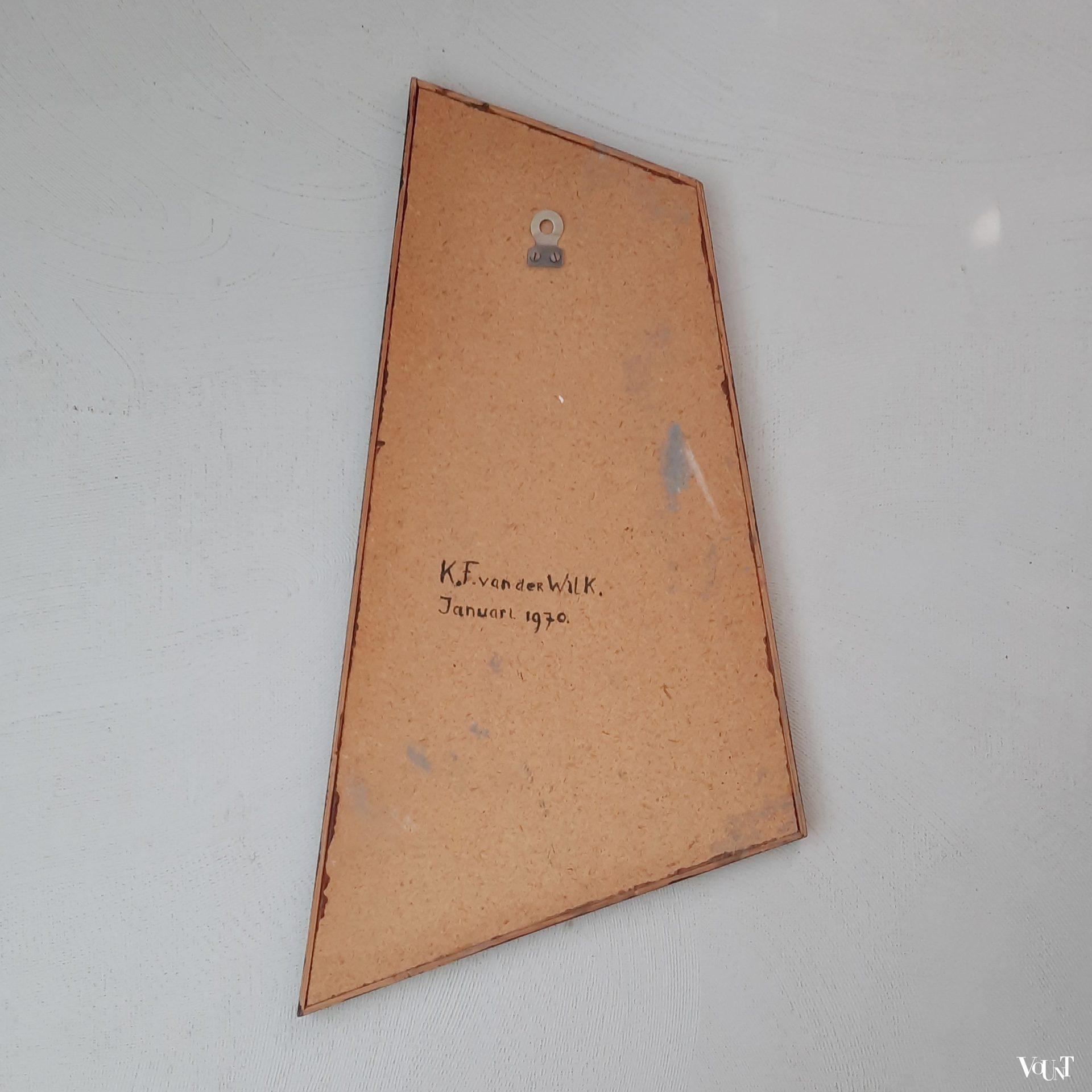 Asymmetrische mozaïek wanddecoratie, K.F. van der Wilk, jaren '70