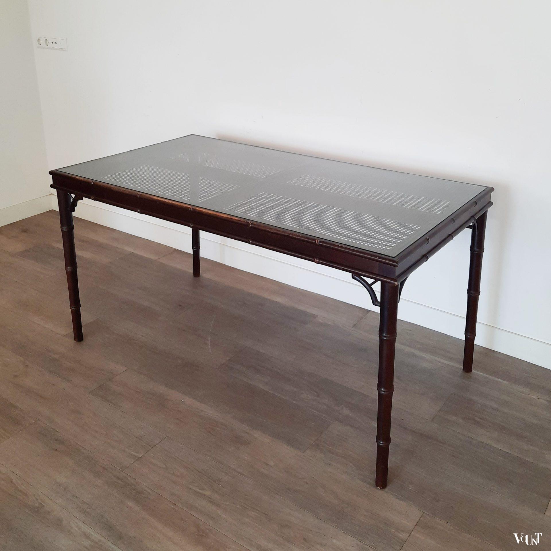 Faux bamboo tafel / bureau, jaren '70