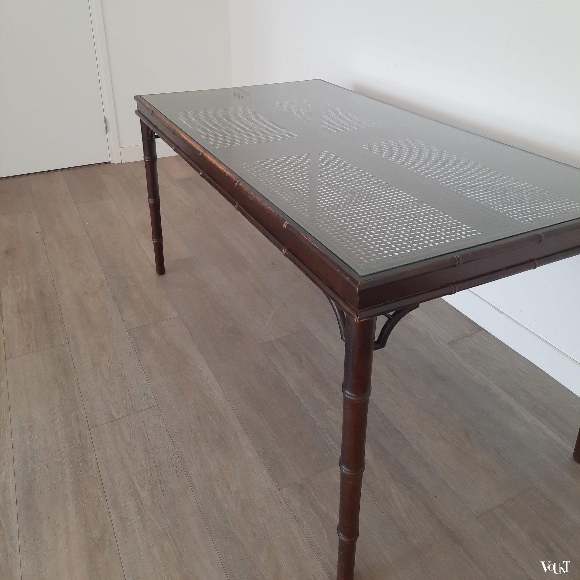 Faux bamboo tafel / bureau, jaren '70