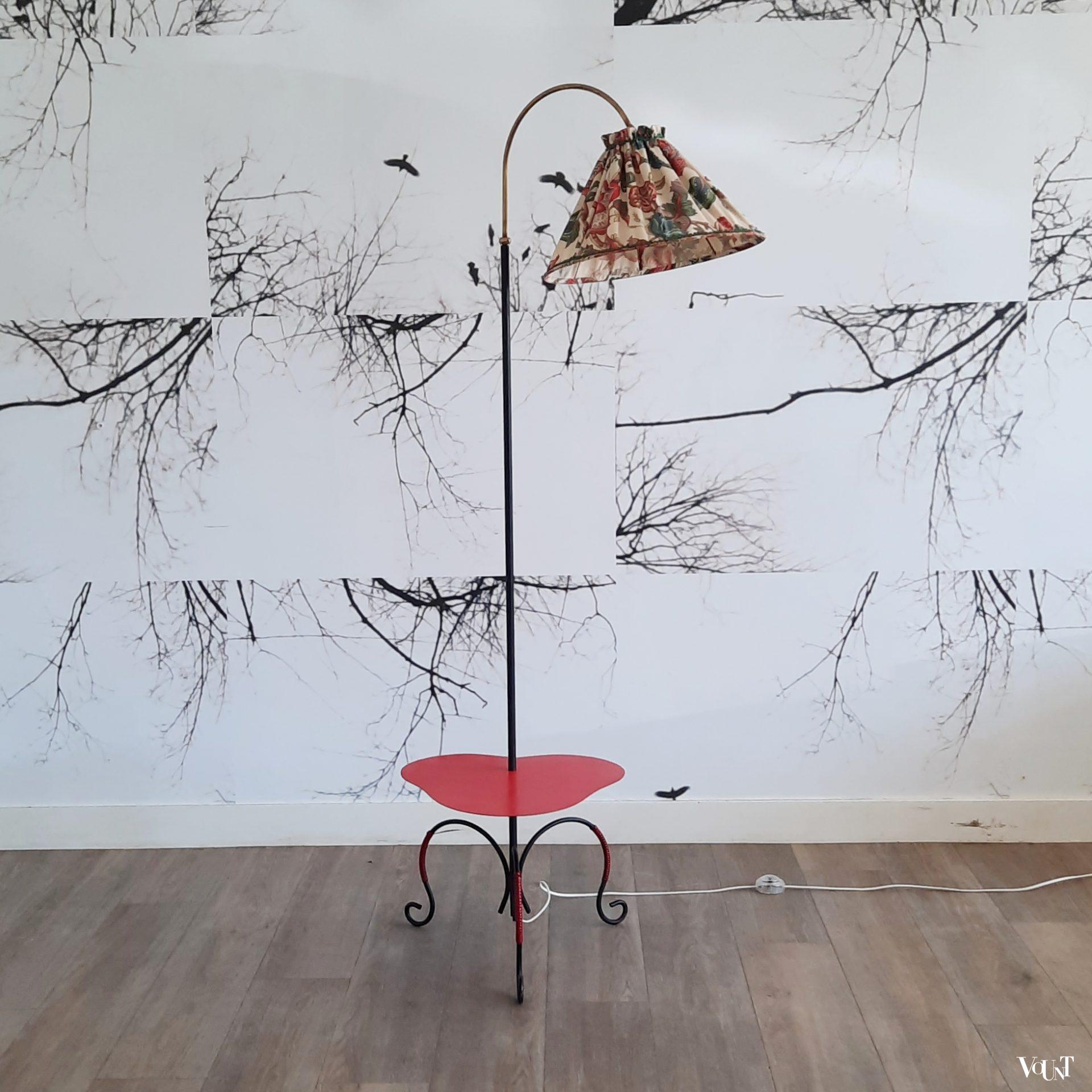 Franse jaren '50 vloerlamp met tafeltje