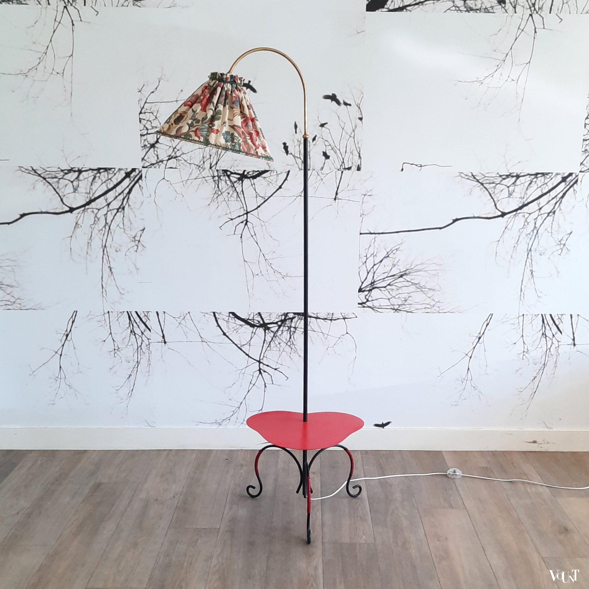 Franse jaren '50 vloerlamp met tafeltje