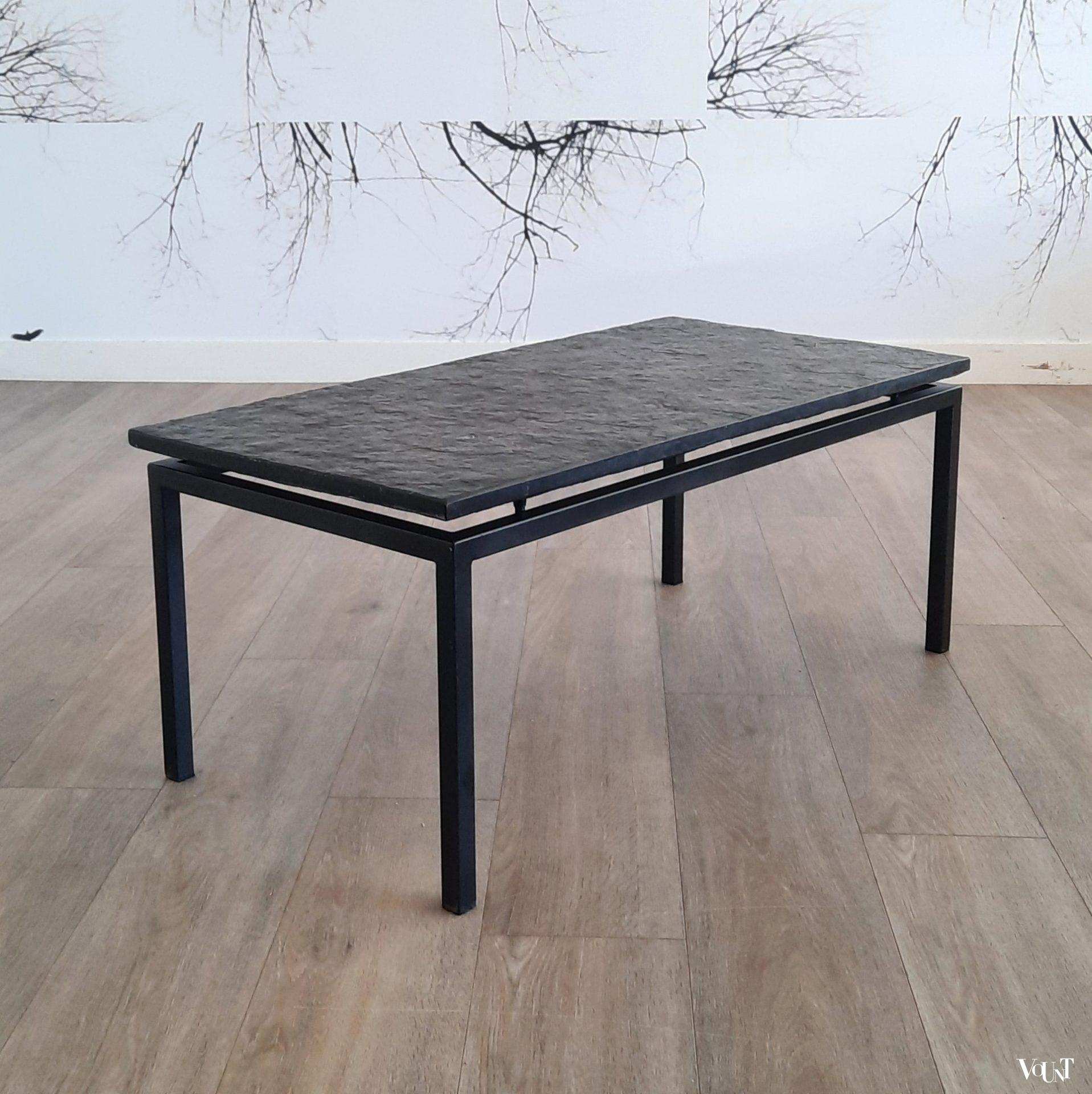 Salontafel met leistenen blad, jaren '70