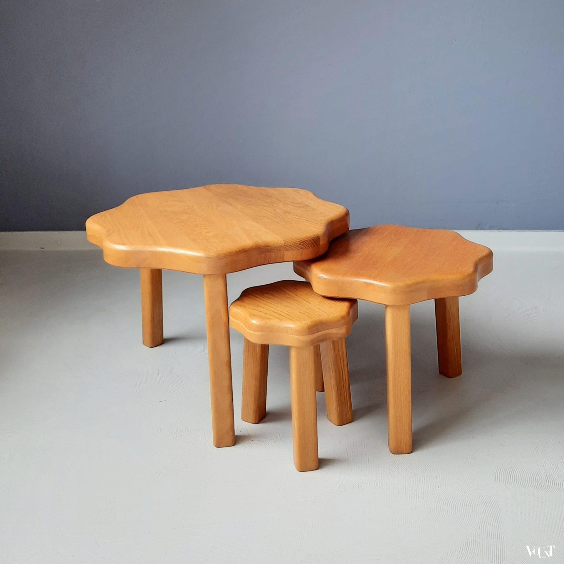 Set van 3 vintage bijzettafeltjes bloem, jaren '70/'80