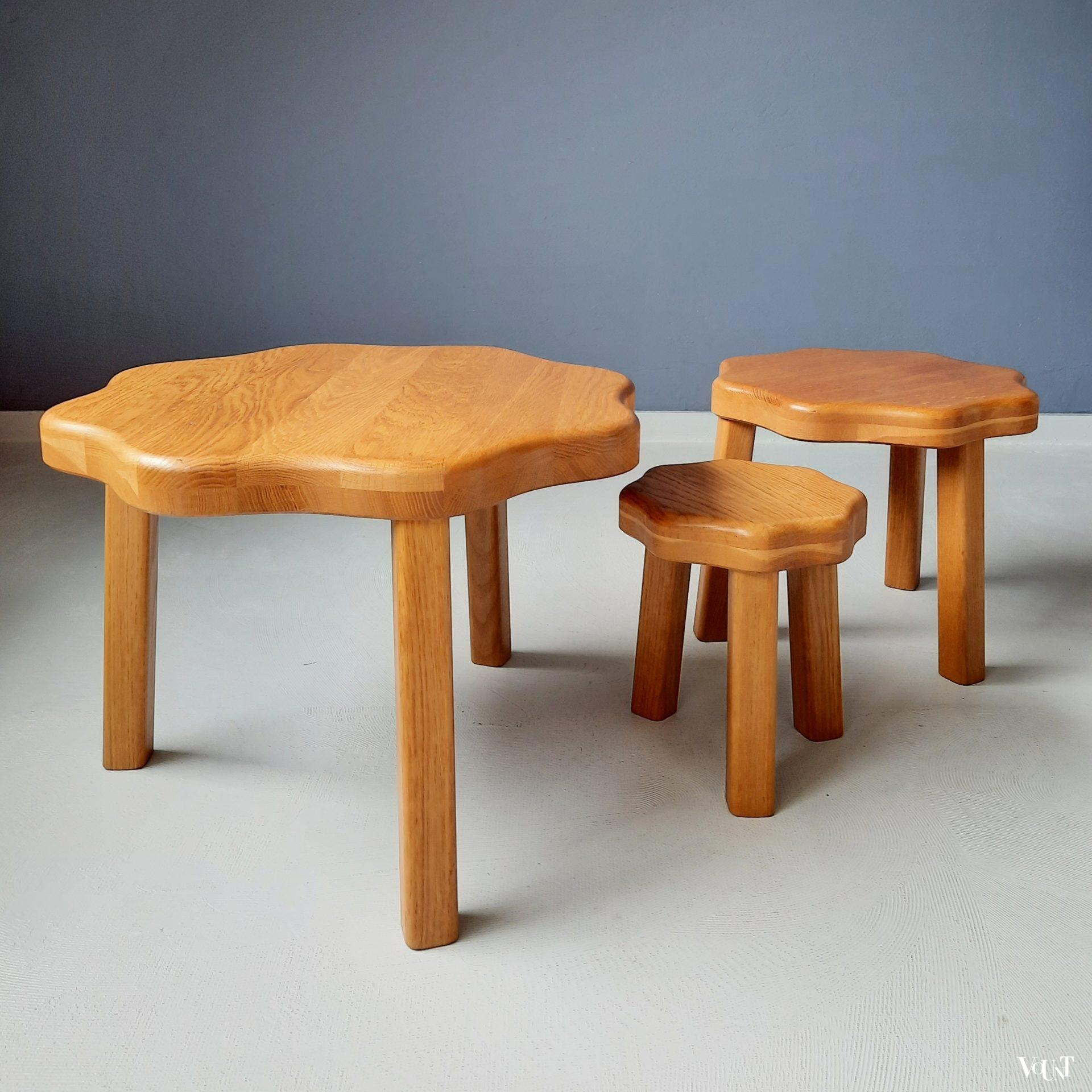 Set van 3 vintage bijzettafeltjes bloem, jaren '70/'80