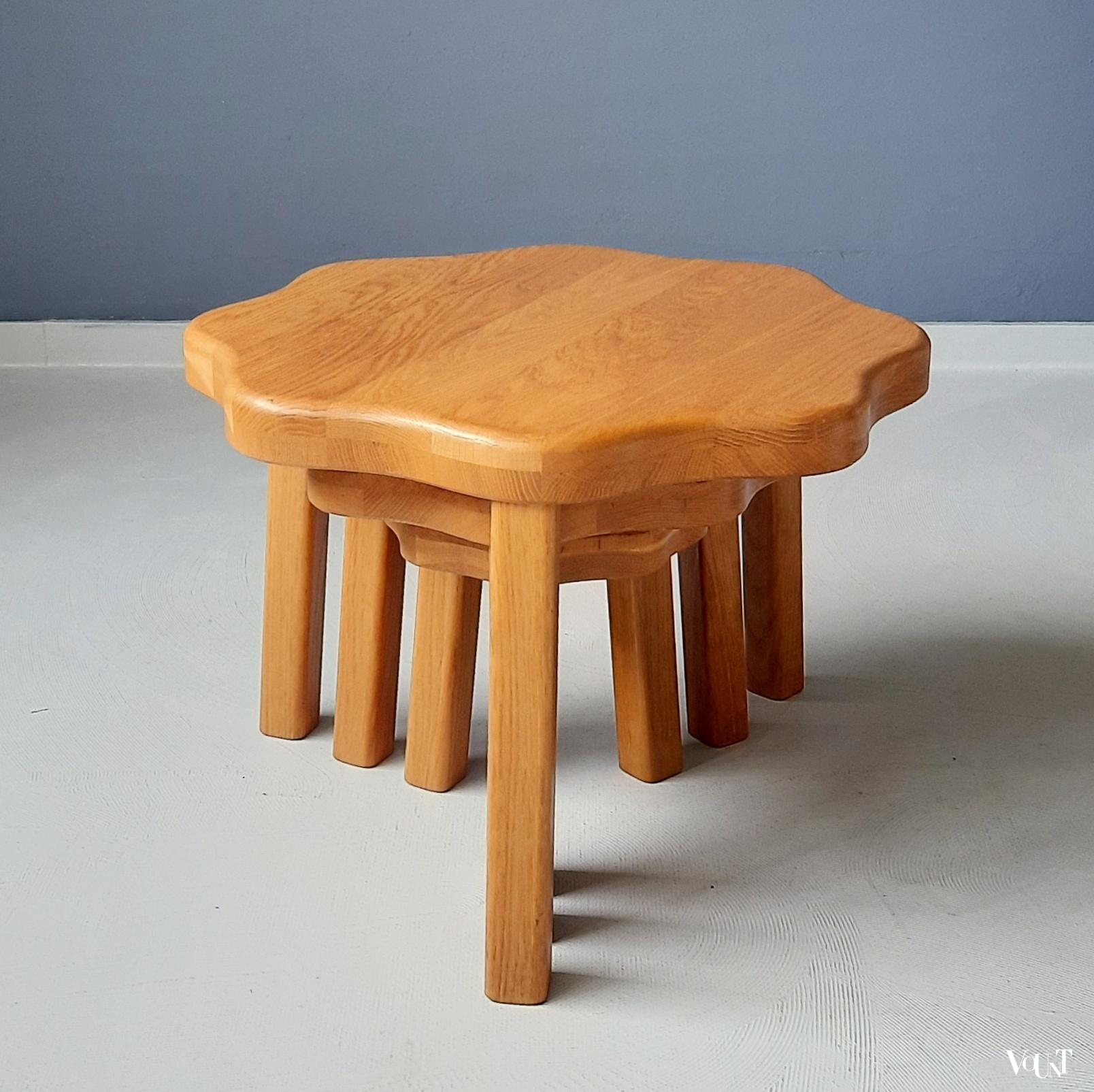 Set van 3 vintage bijzettafeltjes bloem, jaren '70/'80