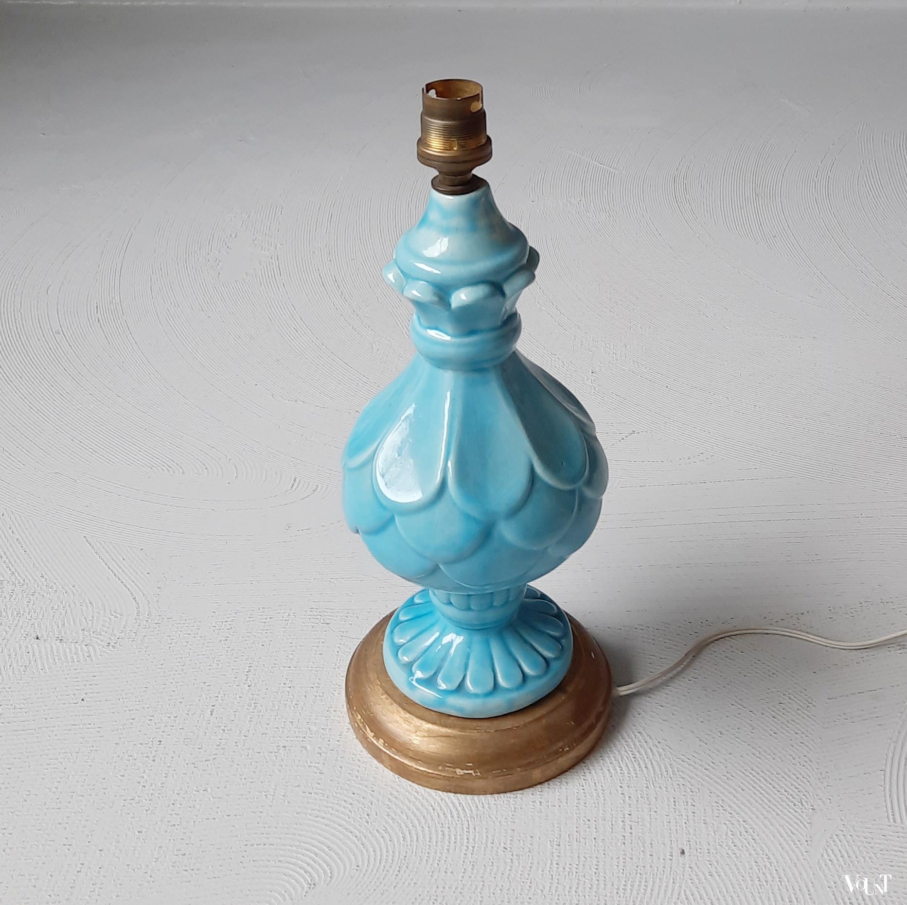 Blauwe tafellamp, Bondia/Manises, Spanje, jaren '60