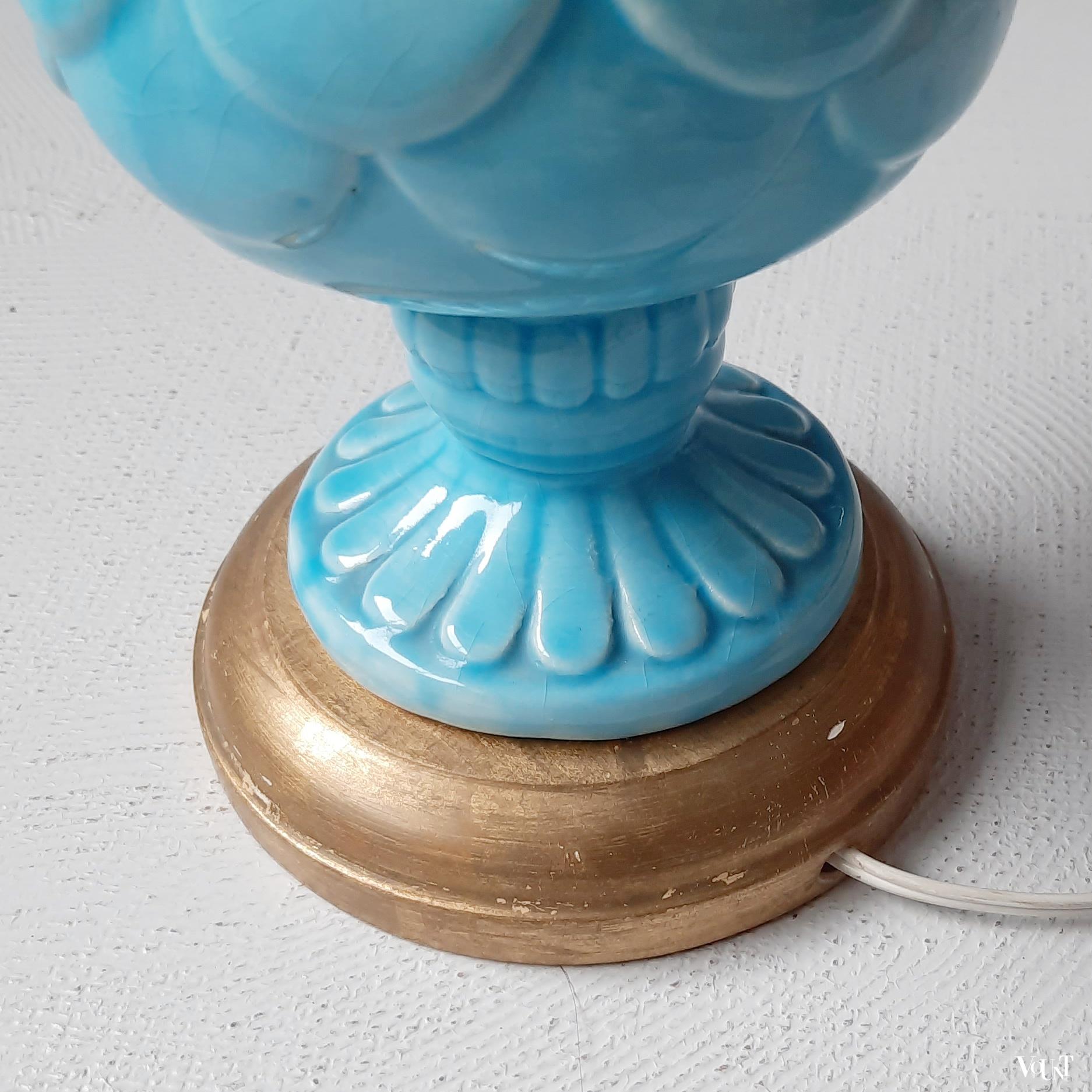 Blauwe tafellamp, Bondia/Manises, Spanje, jaren '60