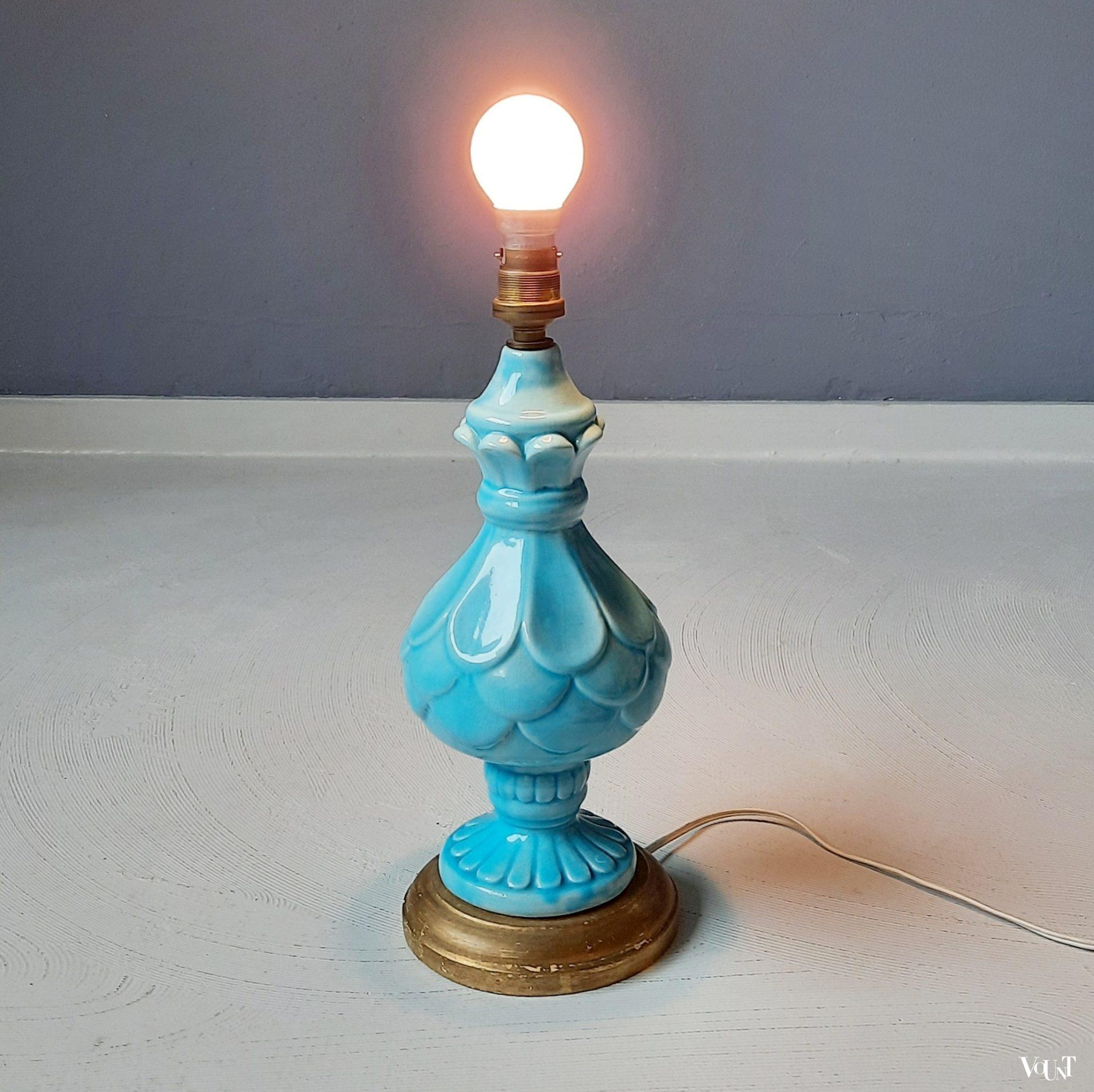 Blauwe tafellamp, Bondia/Manises, Spanje, jaren '60