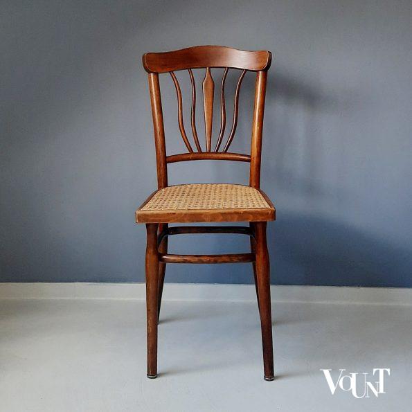 Set van 2 Art Nouveau stoeltjes met rotan zitting, rond 1900