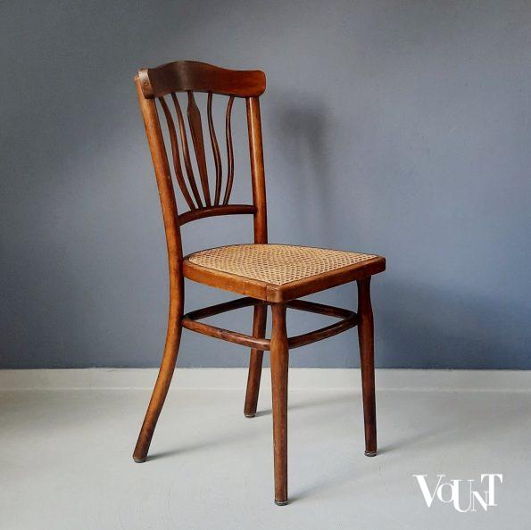 Set van 2 Art Nouveau stoeltjes met rotan zitting, rond 1900