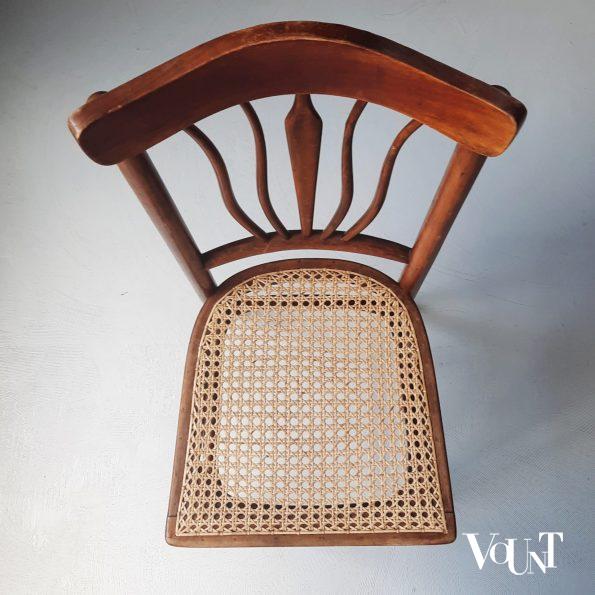 Set van 2 Art Nouveau stoeltjes met rotan zitting, rond 1900