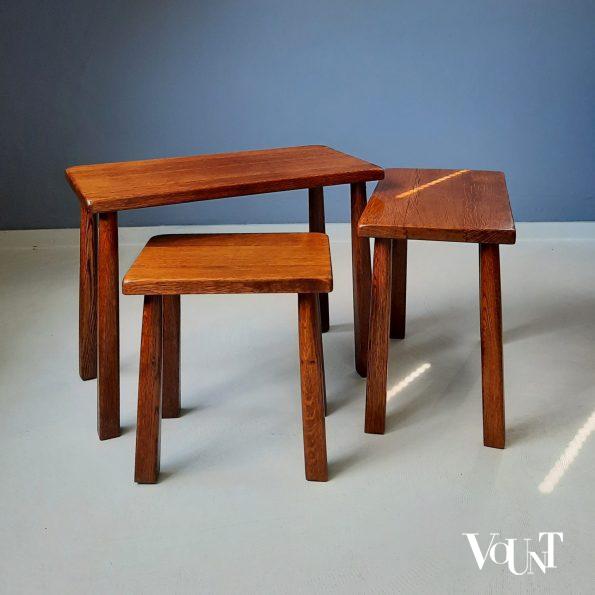 Set van 3 brutalist bijzettafels, jaren '60