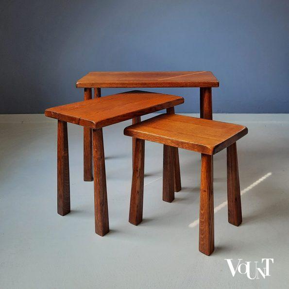 Set van 3 brutalist bijzettafels, jaren '60
