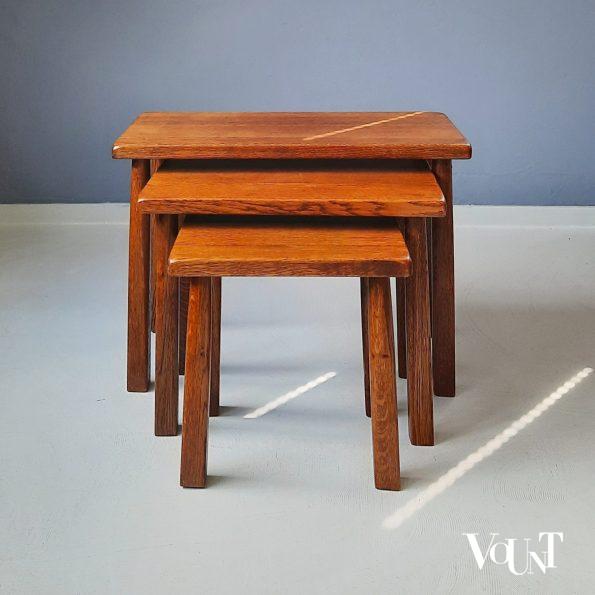 Set van 3 brutalist bijzettafels, jaren '60