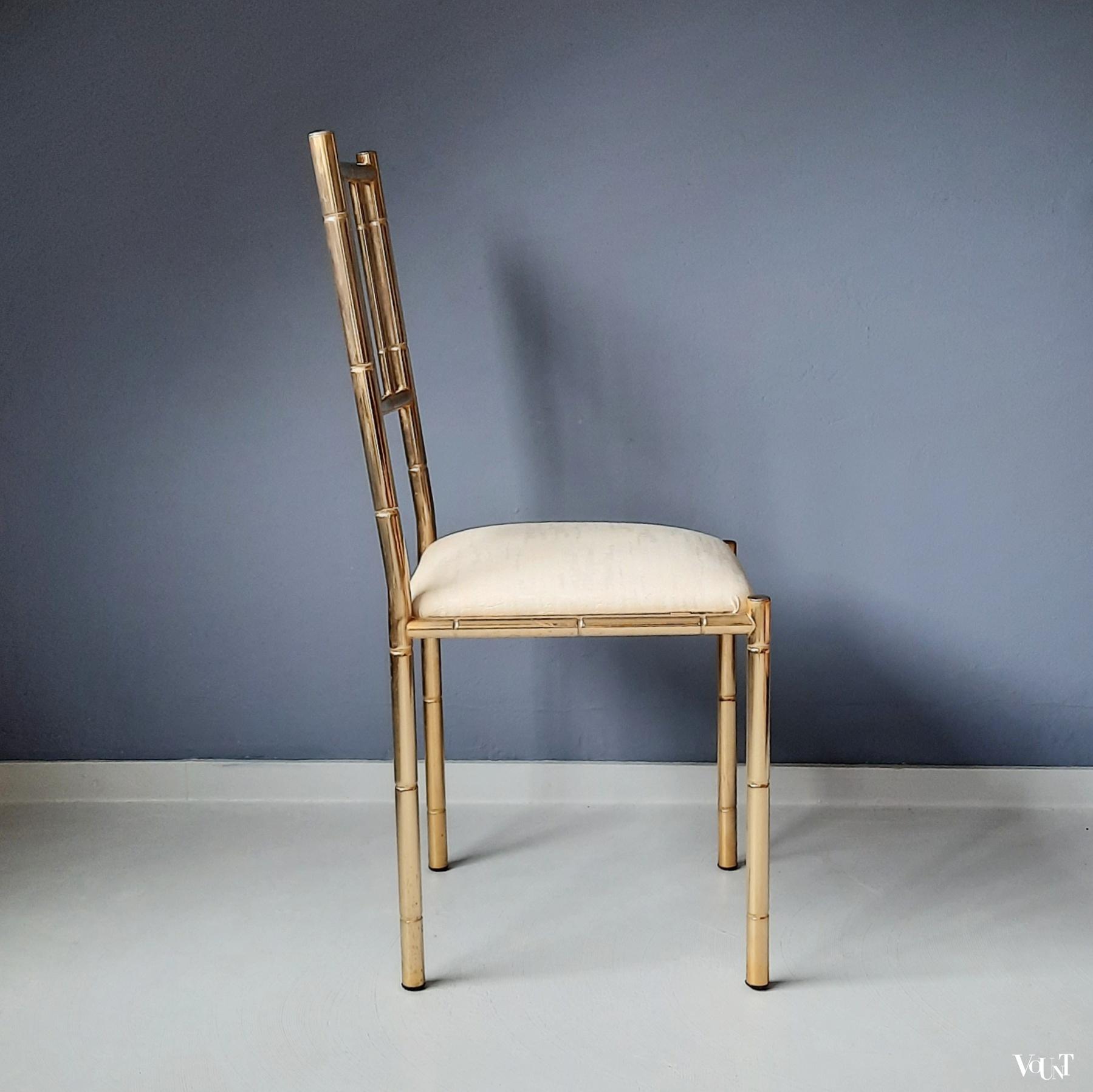 Italiaans metalen faux bamboo stoeltje, jaren '60