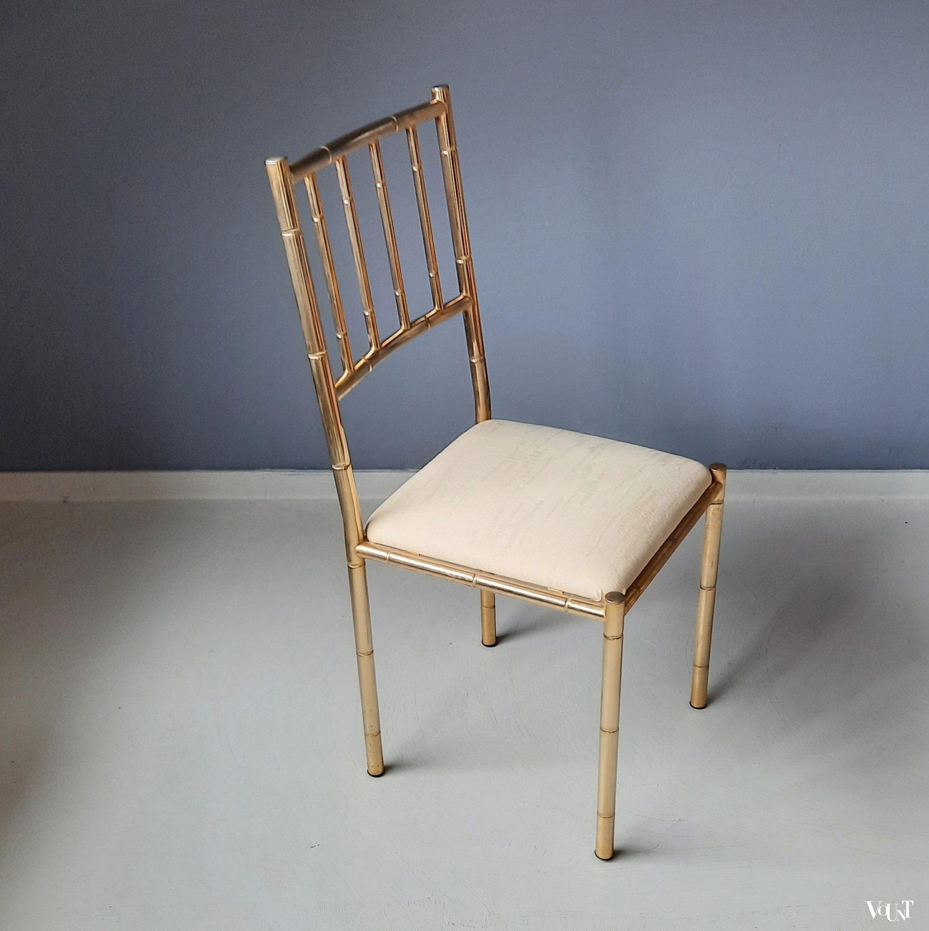 Italiaans metalen faux bamboo stoeltje, jaren '60