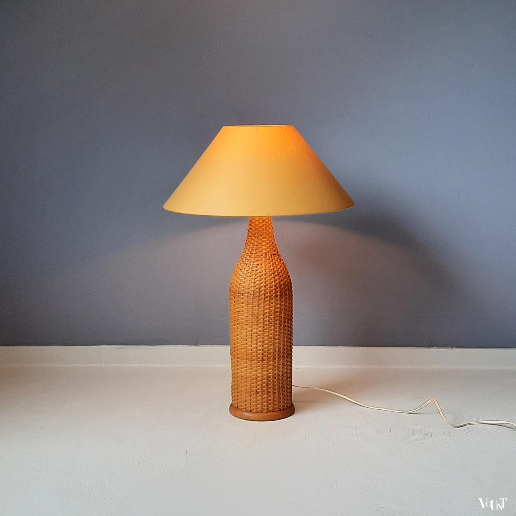Grote Franse rotan fleslamp, jaren '60