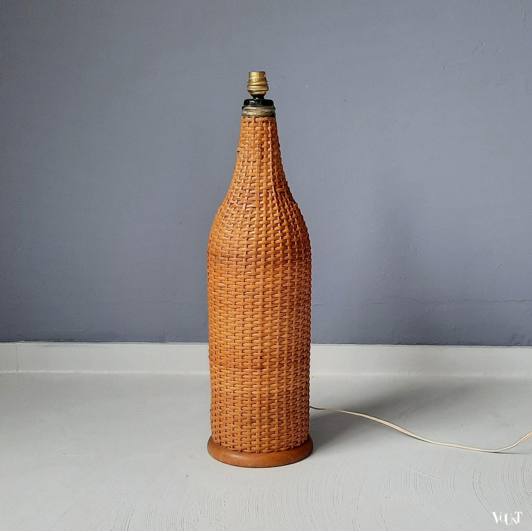 Grote Franse rotan fleslamp, jaren '60