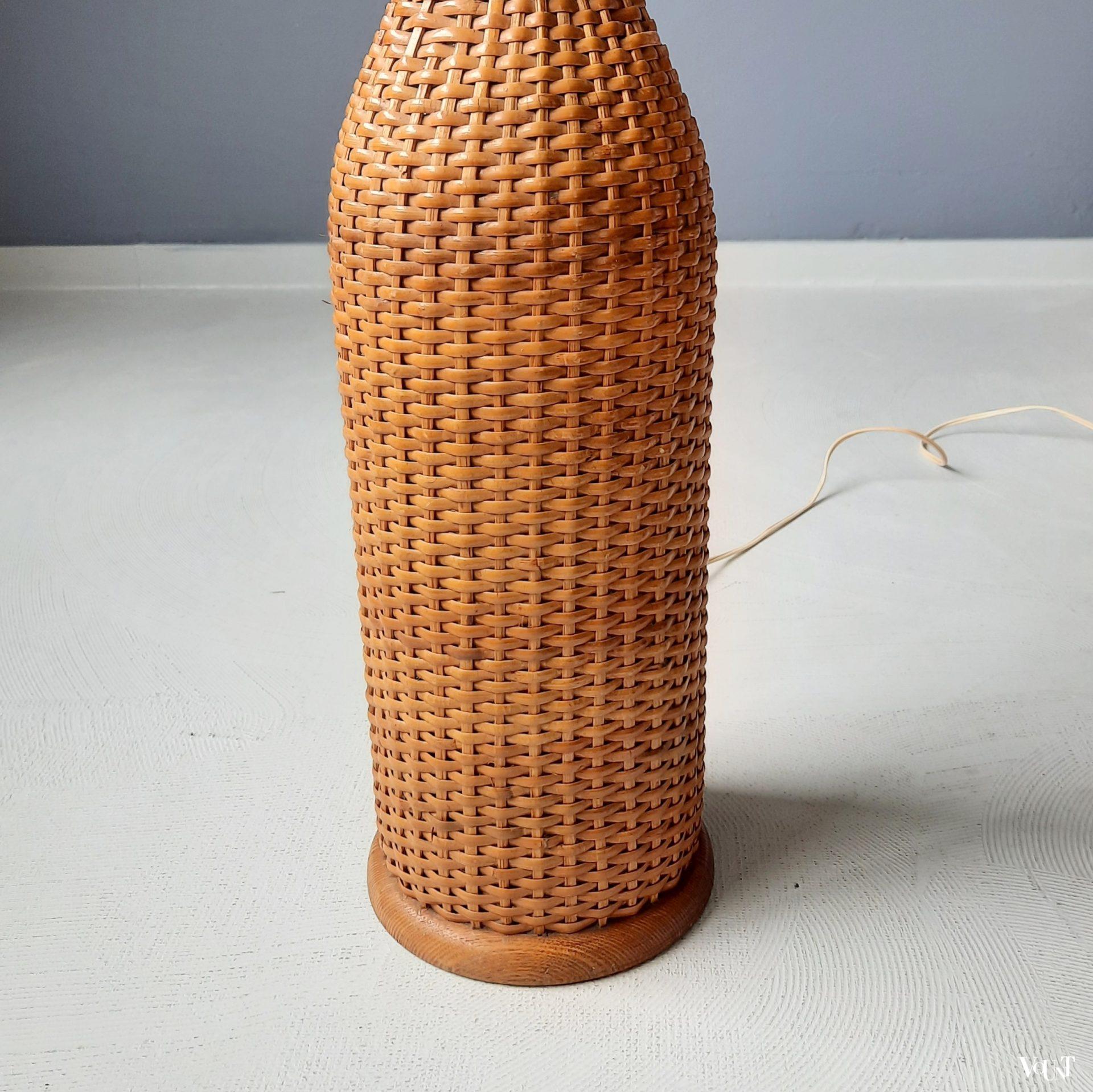 Grote Franse rotan fleslamp, jaren '60