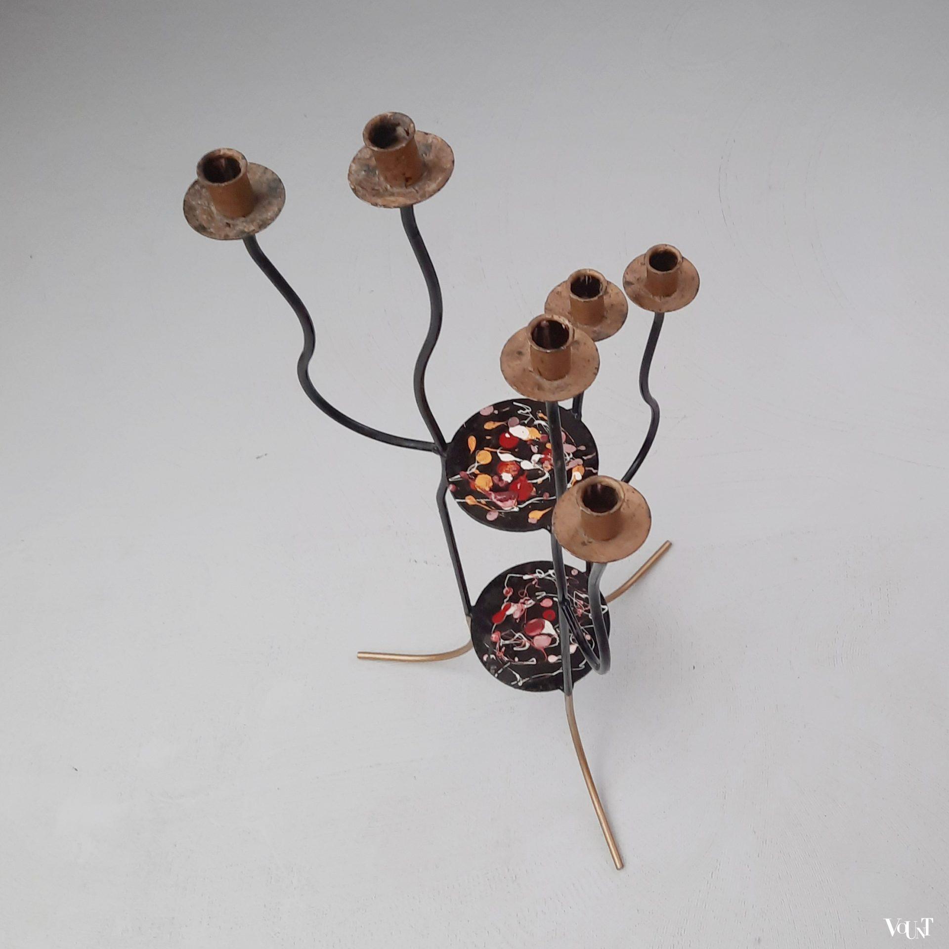 Modernistische metalen vloerkandelaar, Frankrijk, jaren '60