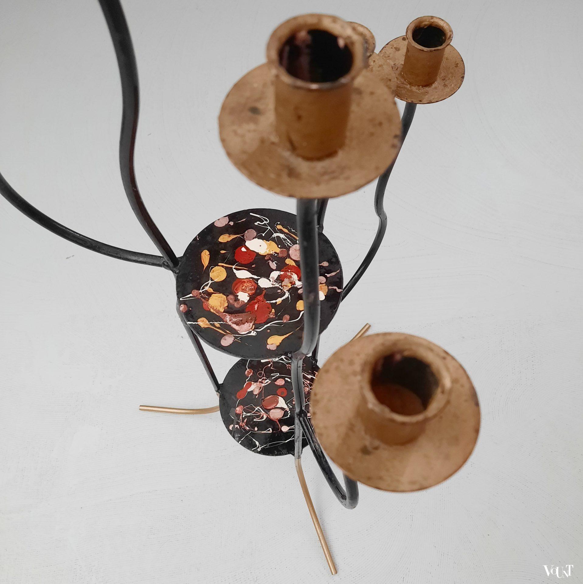 Modernistische metalen vloerkandelaar, Frankrijk, jaren '60