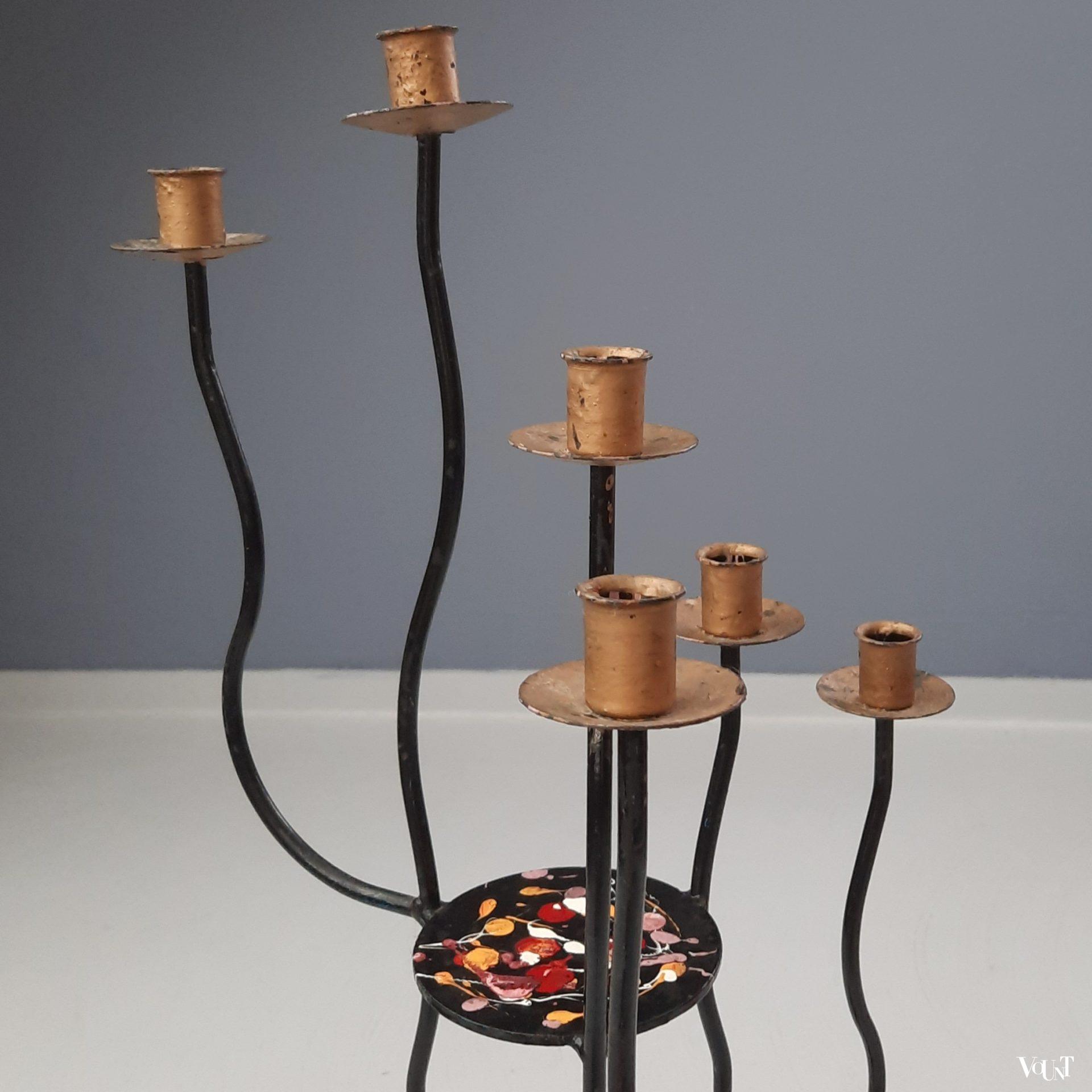 Modernistische metalen vloerkandelaar, Frankrijk, jaren '60