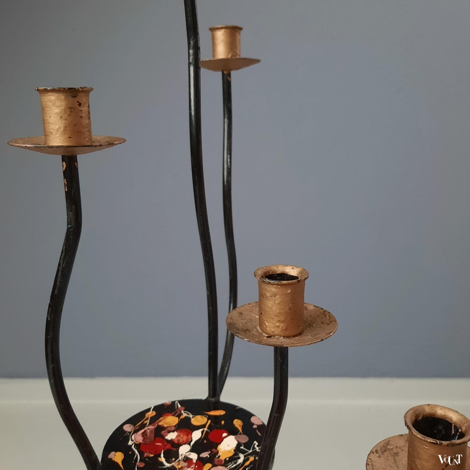 Modernistische metalen vloerkandelaar, Frankrijk, jaren '60