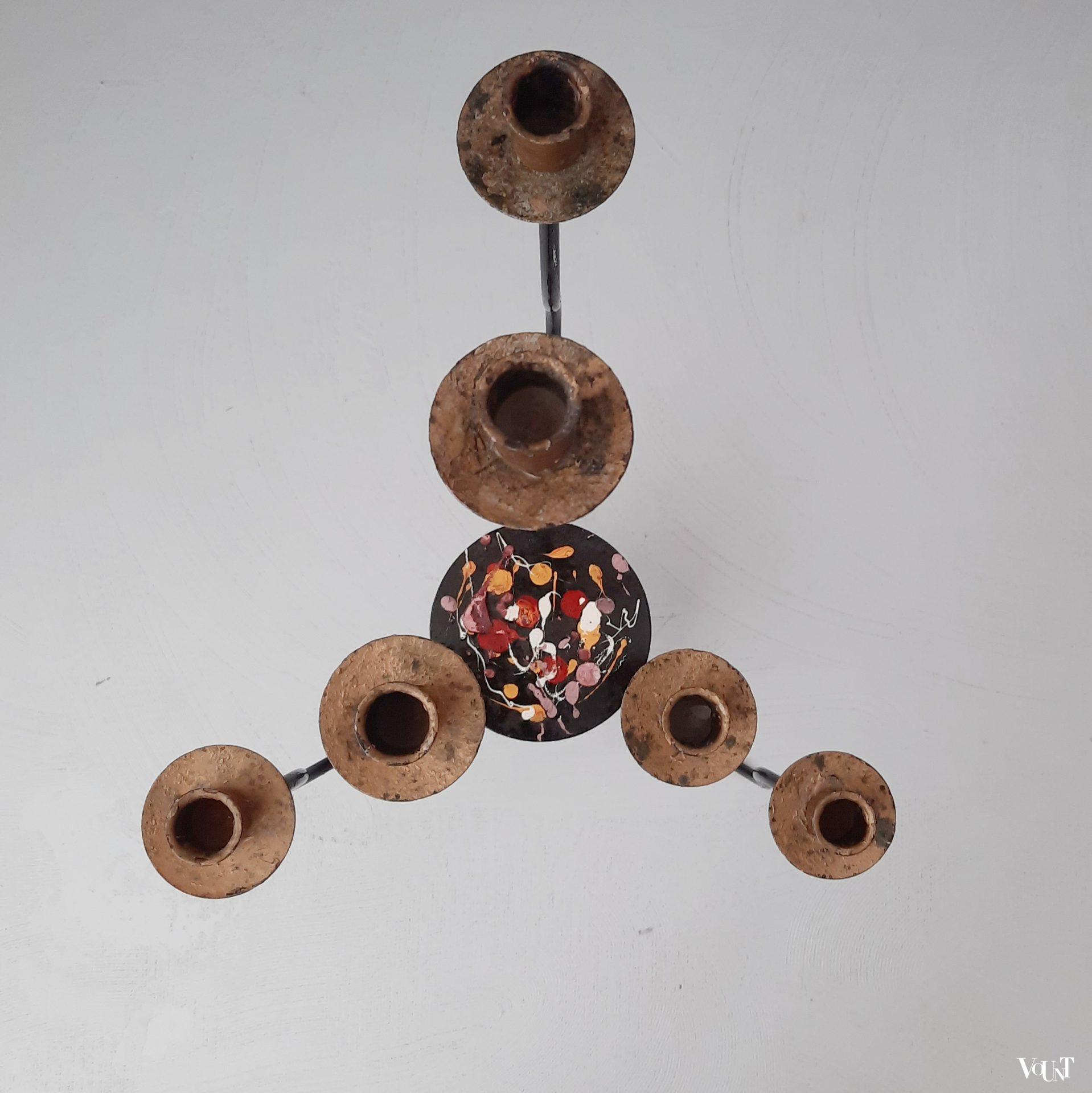 Modernistische metalen vloerkandelaar, Frankrijk, jaren '60