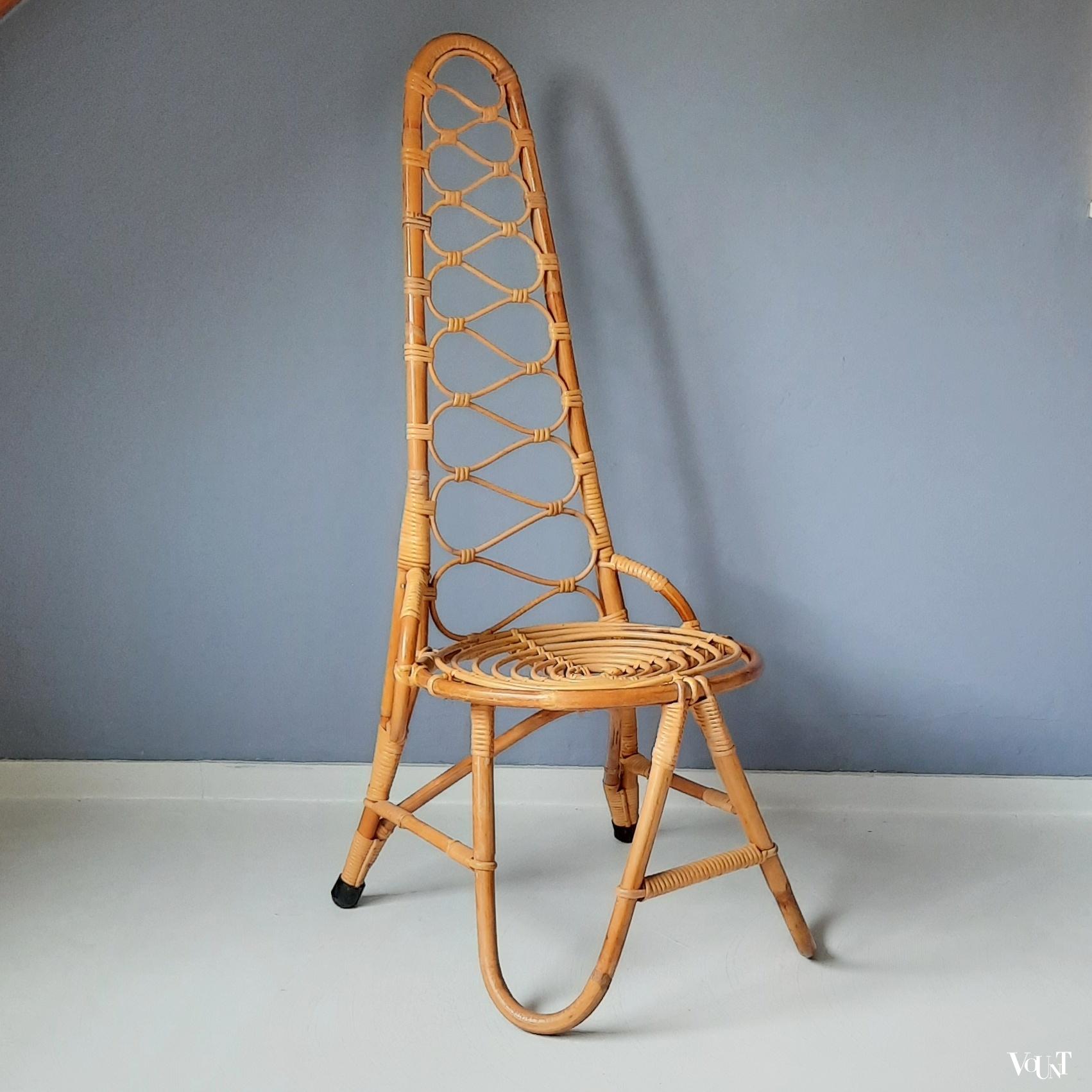 Rotanstoel met hoge rug, Rohé Noordwolde, jaren '60