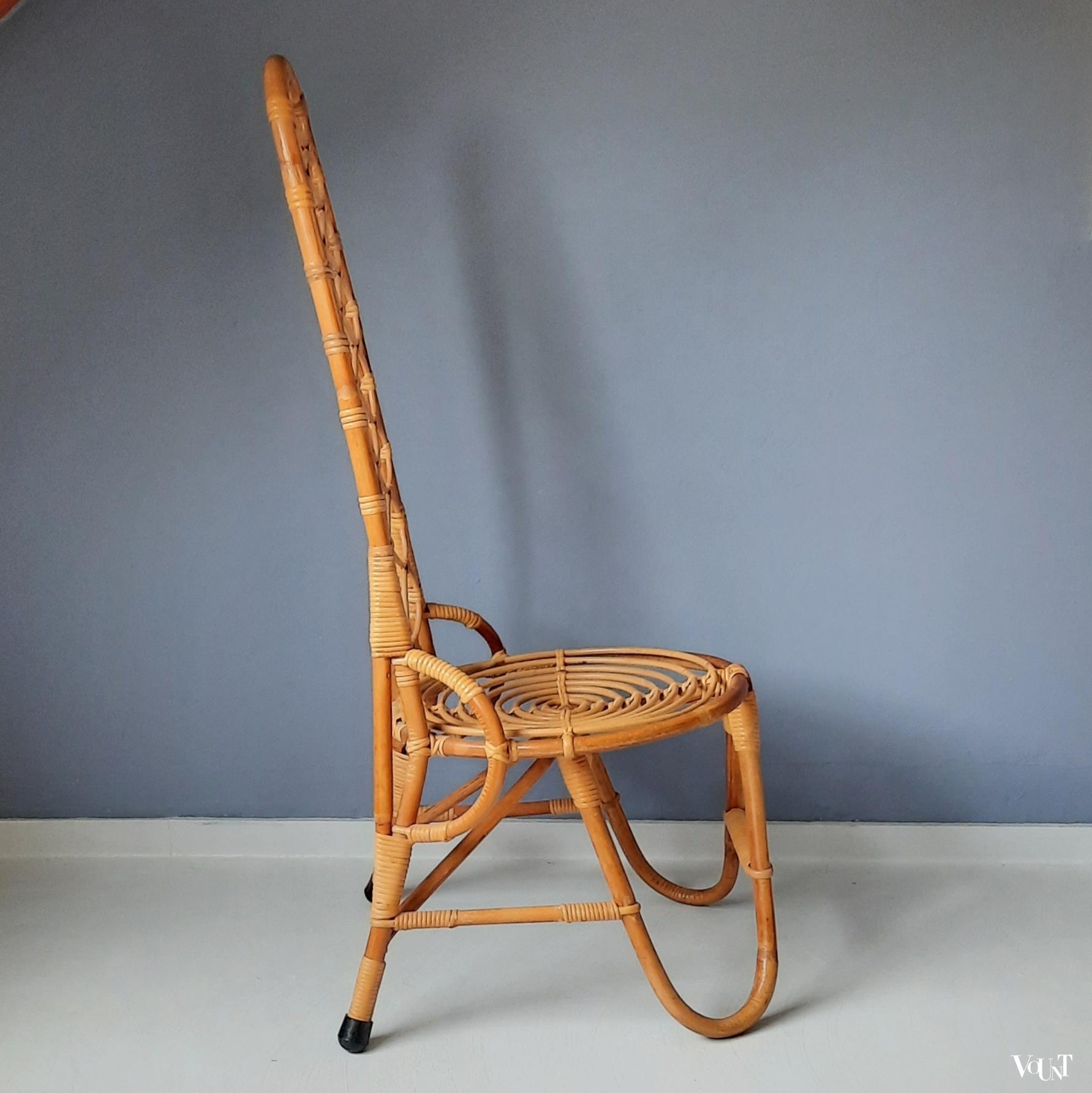 Rotanstoel met hoge rug, Rohé Noordwolde, jaren '60