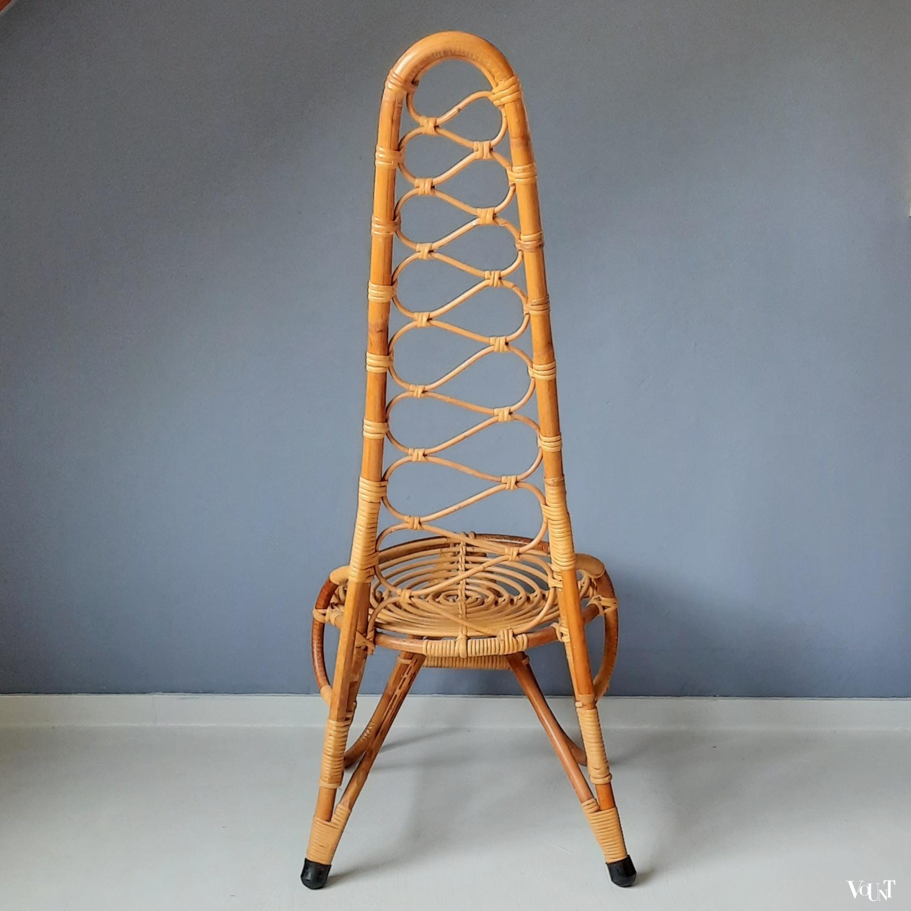 Rotanstoel met hoge rug, Rohé Noordwolde, jaren '60