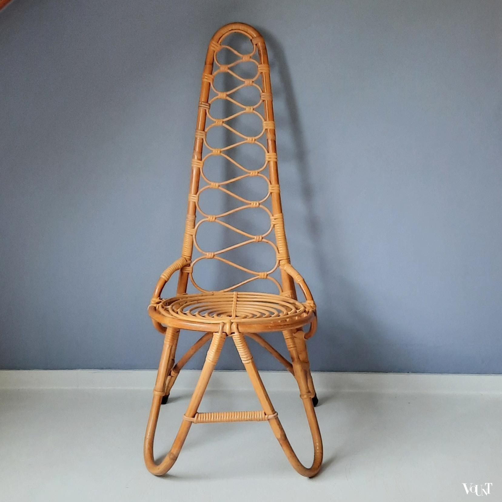 Rotanstoel met hoge rug, Rohé Noordwolde, jaren '60