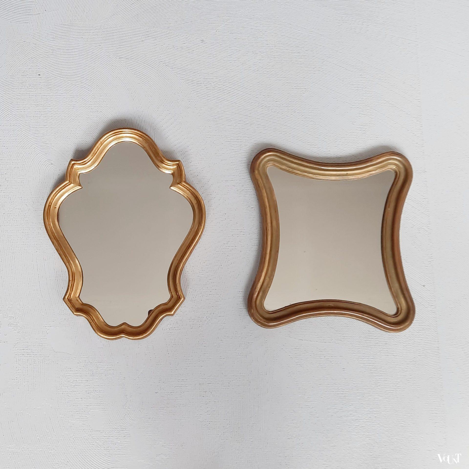 Set van 2 Franse "gouden" spiegels, jaren '60