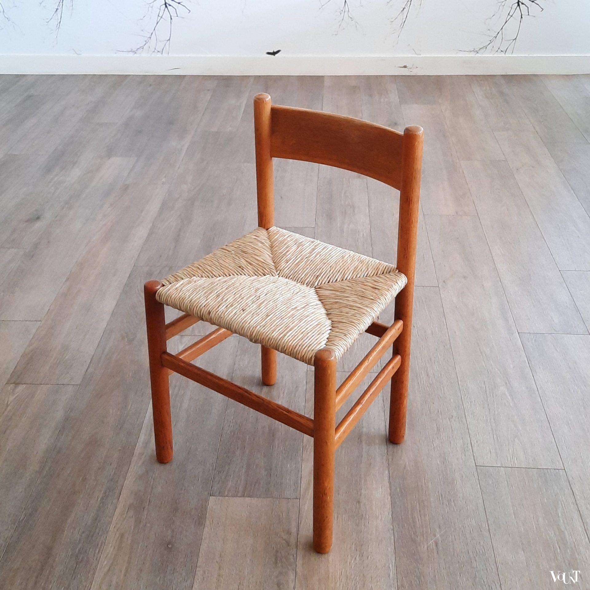 Set van 4 stoelen met biezen zitting, J.W. van Heuvel voor Ad Vorm, jaren '60