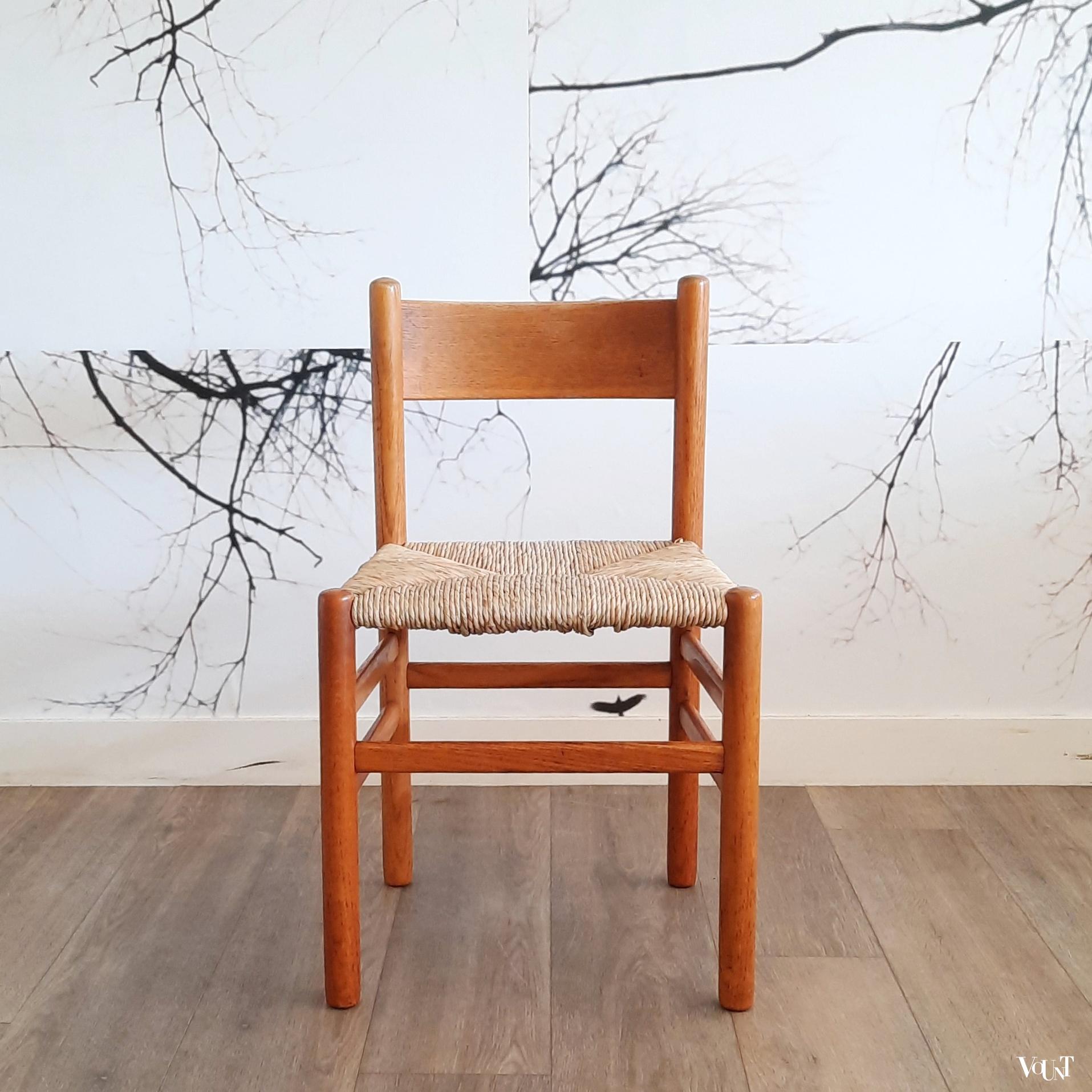 Set van 4 stoelen met biezen zitting, J.W. van Heuvel voor Ad Vorm, jaren '60