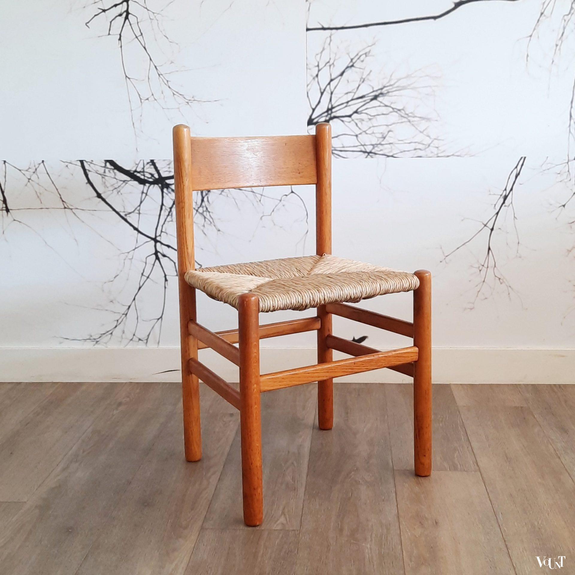 Set van 4 stoelen met biezen zitting, J.W. van Heuvel voor Ad Vorm, jaren '60