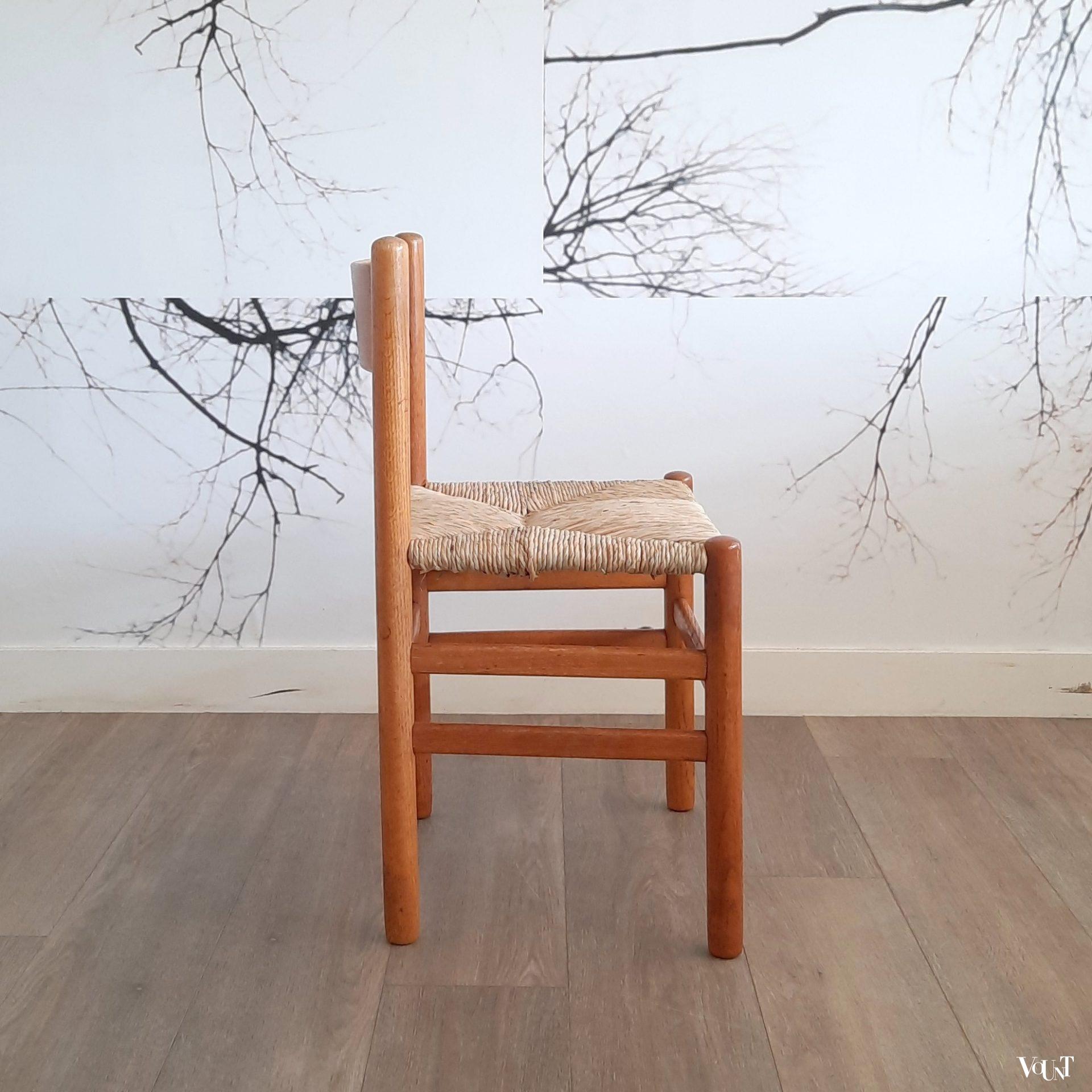 Set van 4 stoelen met biezen zitting, J.W. van Heuvel voor Ad Vorm, jaren '60