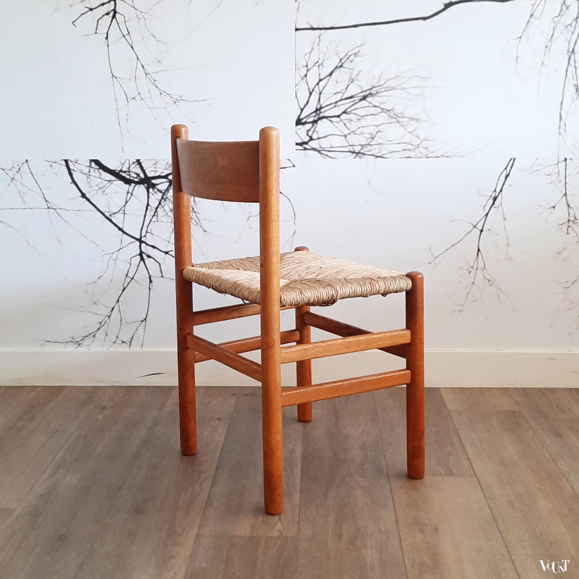 Set van 4 stoelen met biezen zitting, J.W. van Heuvel voor Ad Vorm, jaren '60