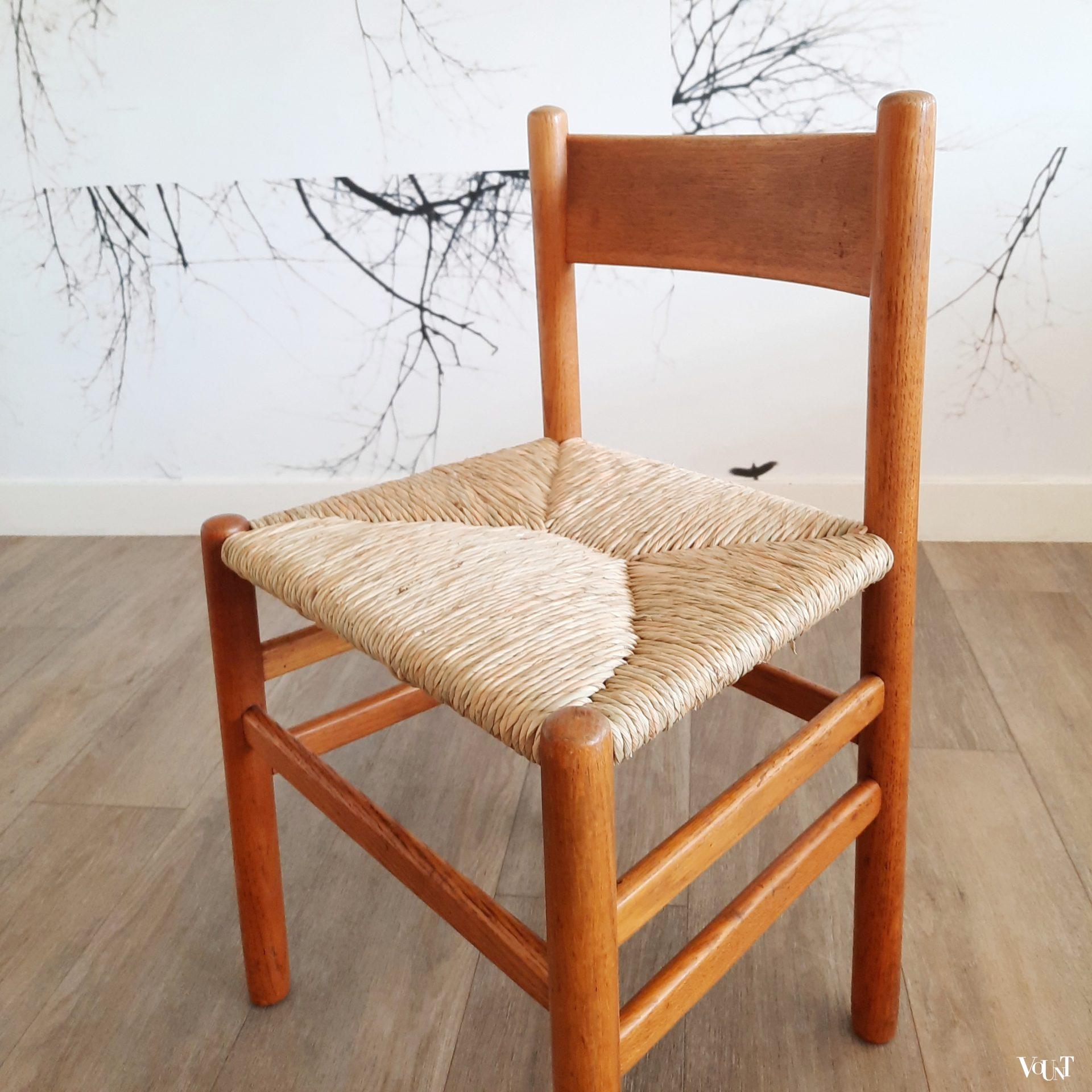 Set van 4 stoelen met biezen zitting, J.W. van Heuvel voor Ad Vorm, jaren '60