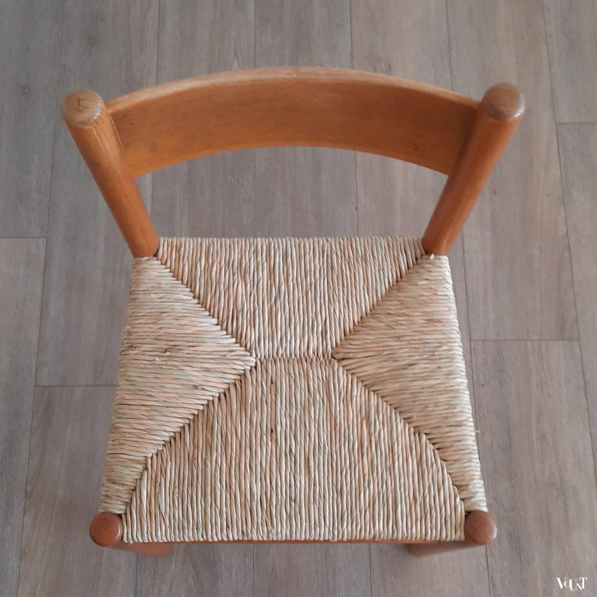 Set van 4 stoelen met biezen zitting, J.W. van Heuvel voor Ad Vorm, jaren '60